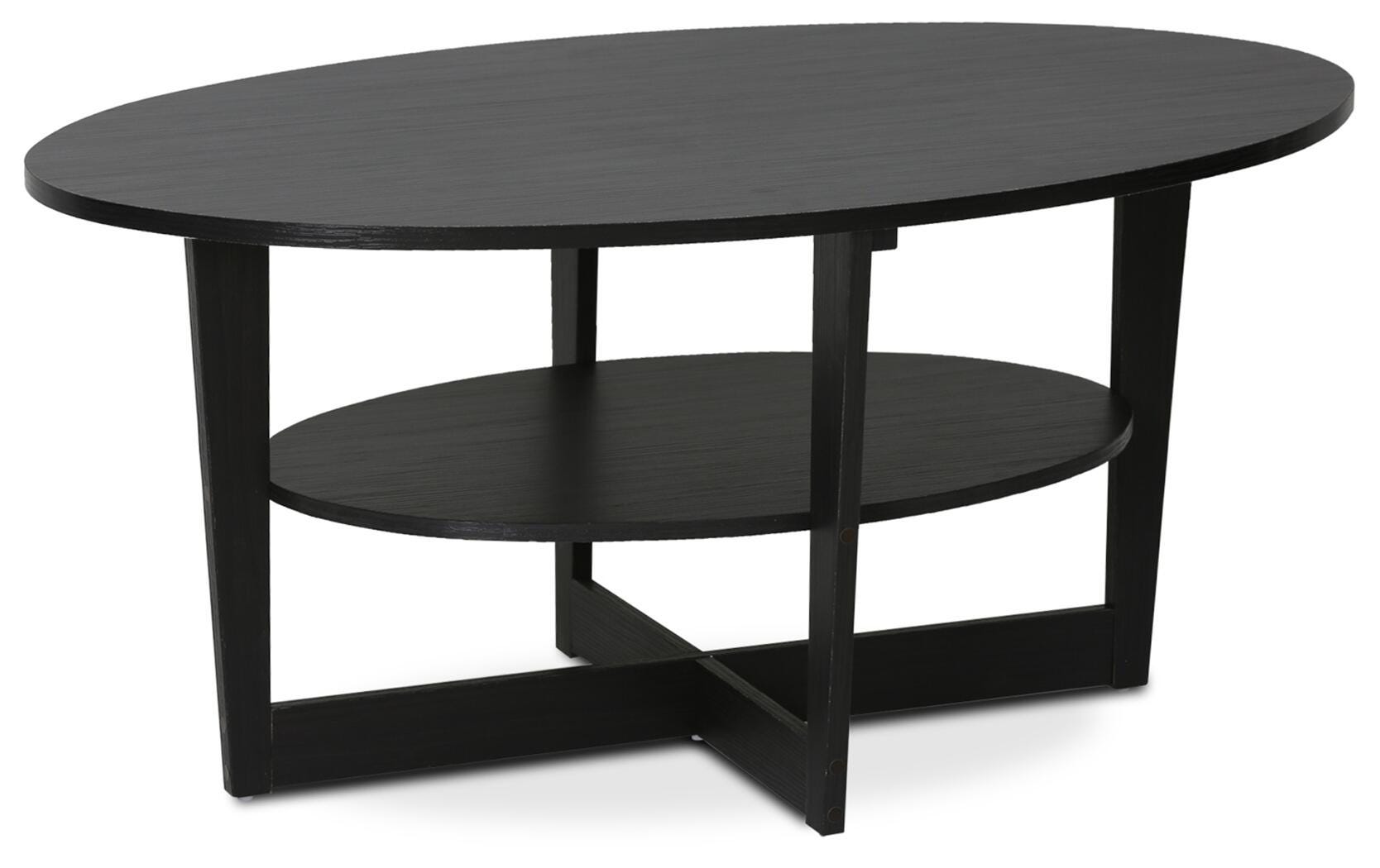Walnut Finish JAYA Oval Coffee Table, Walnut, large