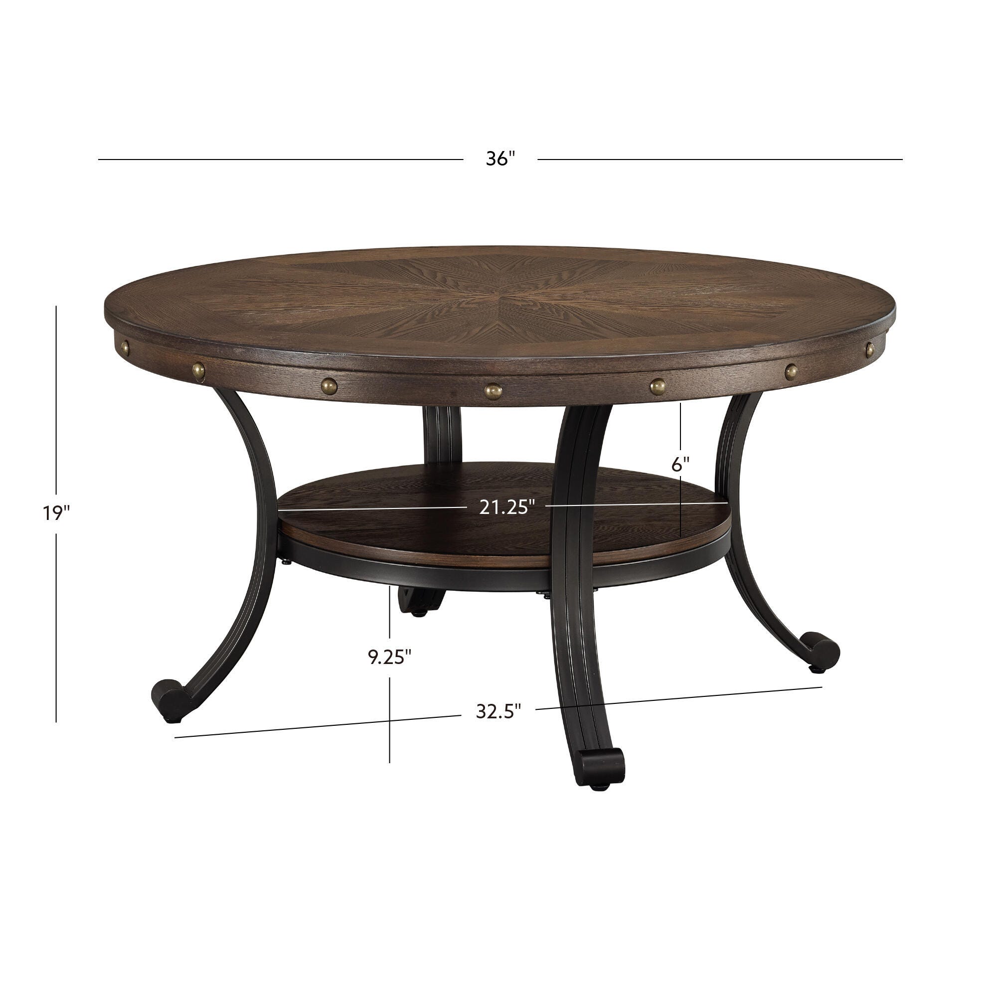 Linon Owens Cocktail Table, Umber Brown, large