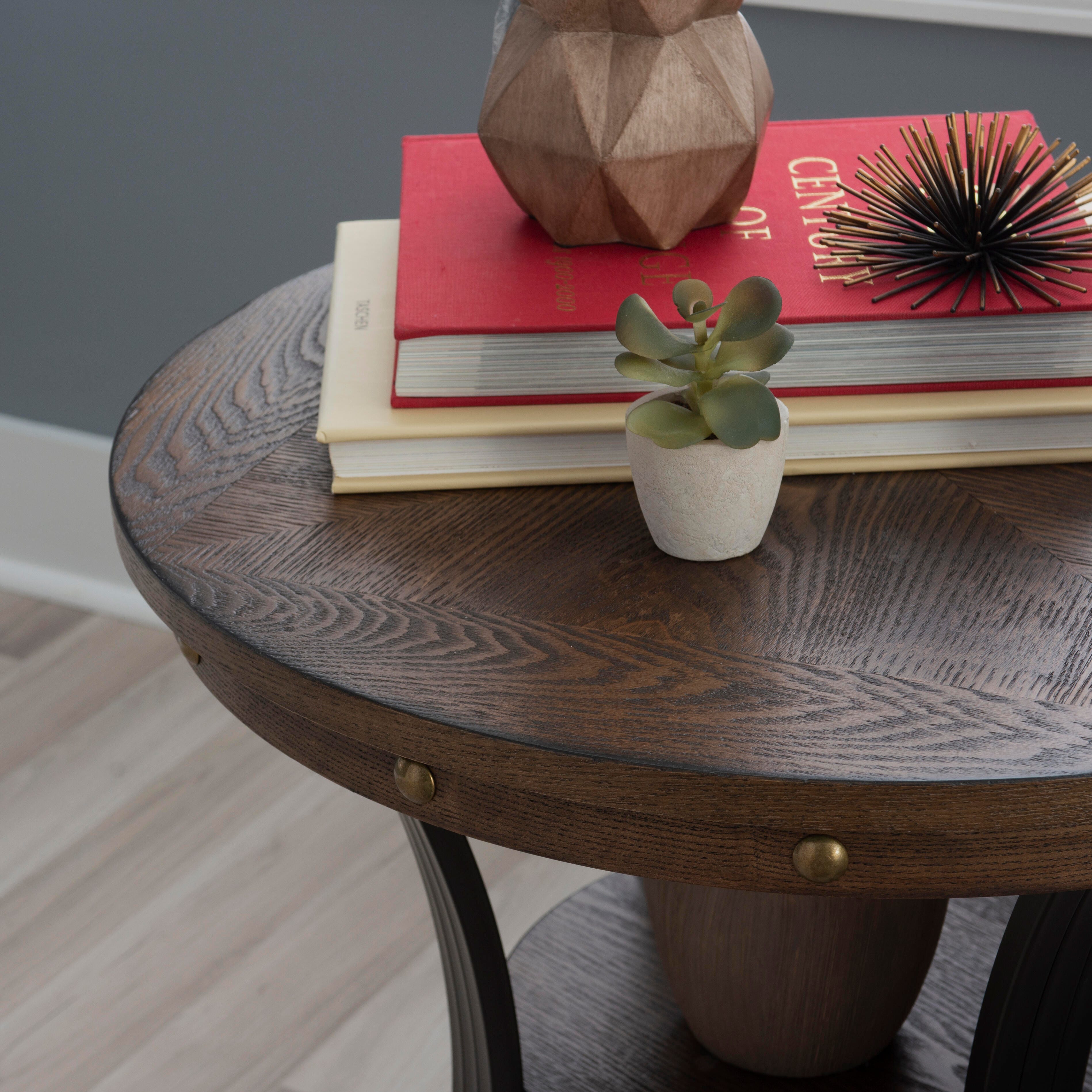 Linon Owens Side Table, Umber Brown, large