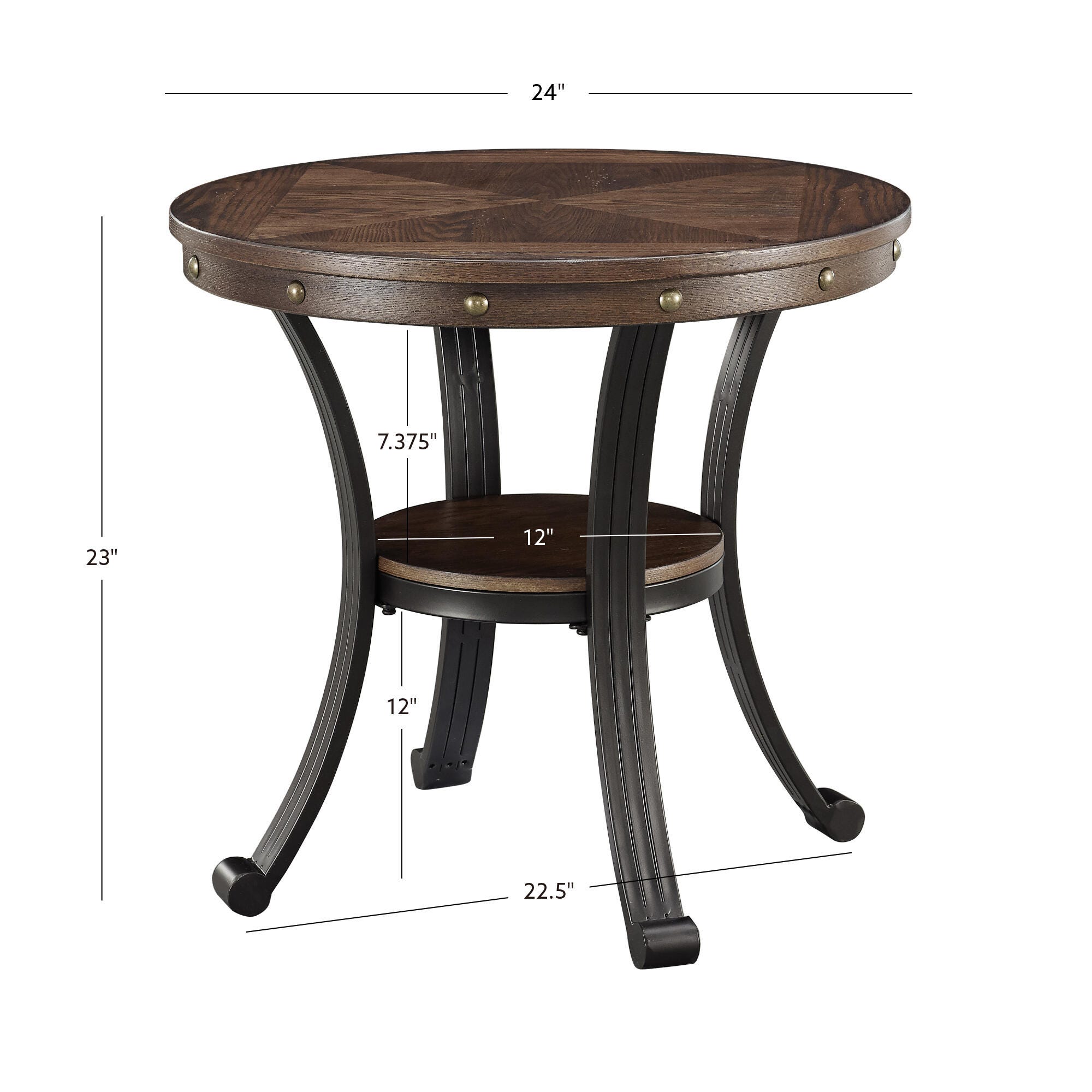 Linon Owens Side Table, Umber Brown, large