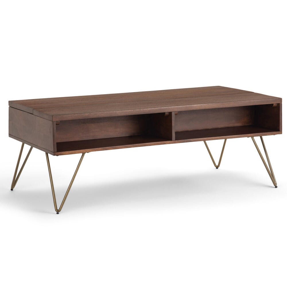 Simpli Home Contemporary Lift Top Coffee Table, Umber Brown, large