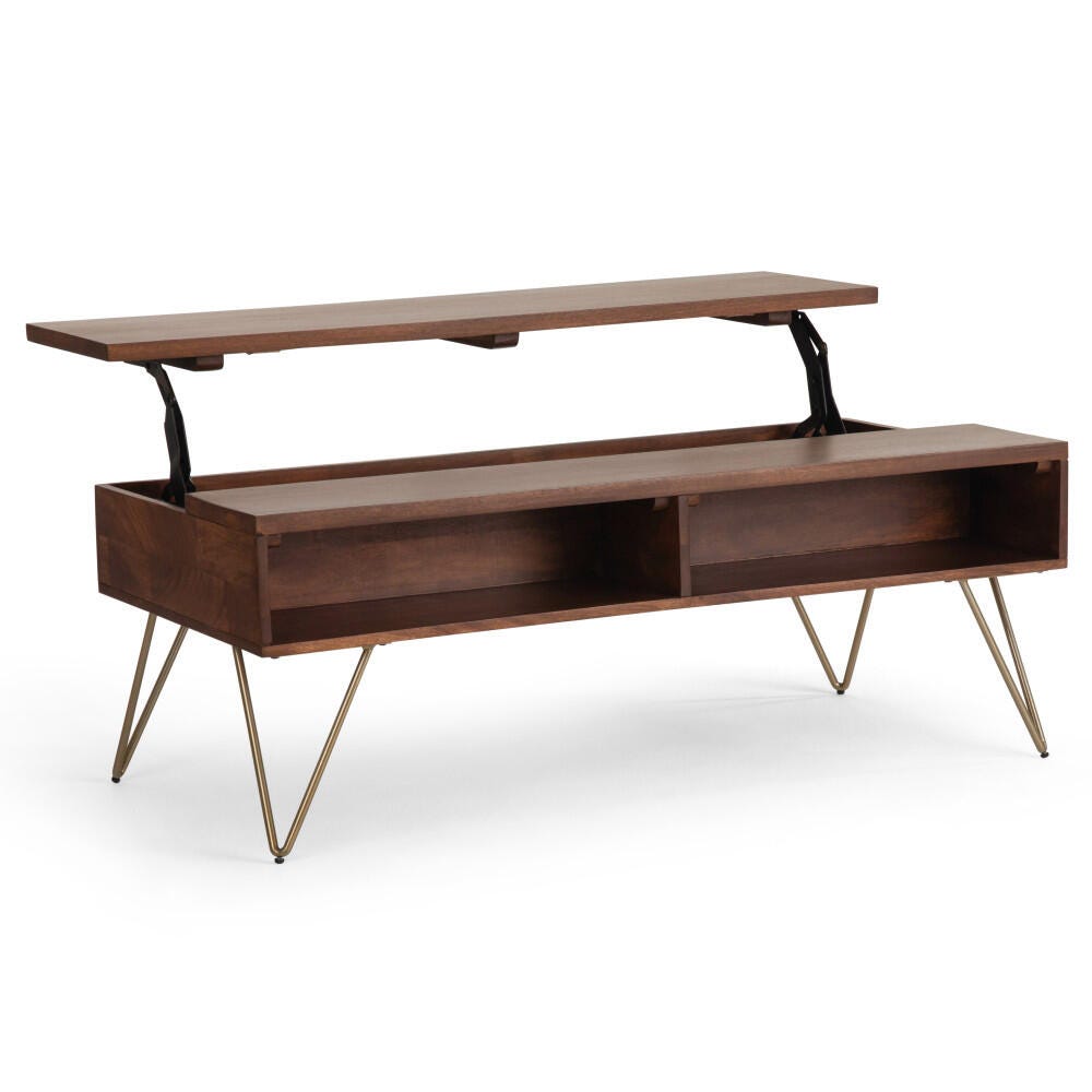 Simpli Home Contemporary Lift Top Coffee Table, Umber Brown, large