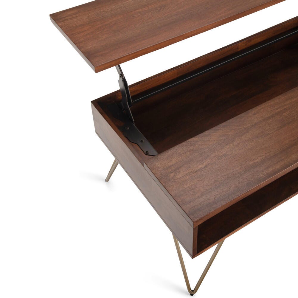 Simpli Home Contemporary Lift Top Coffee Table, Umber Brown, large