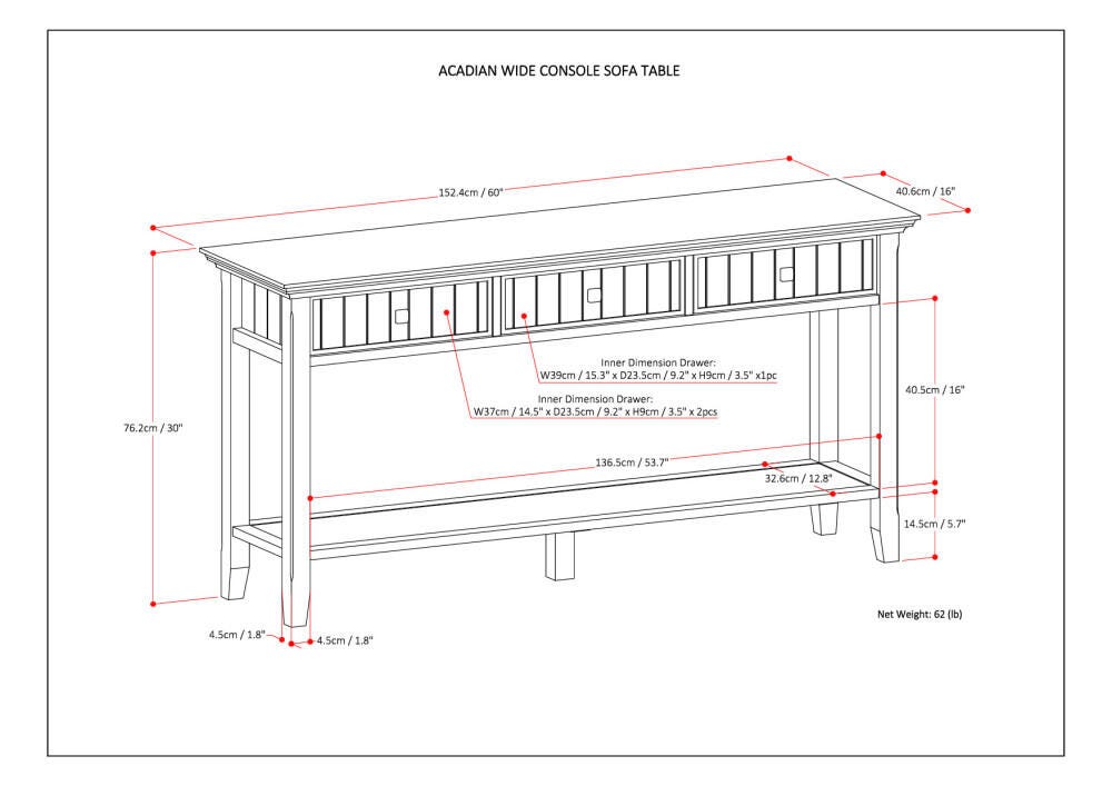 Simpli Home Console Sofa Table, , large