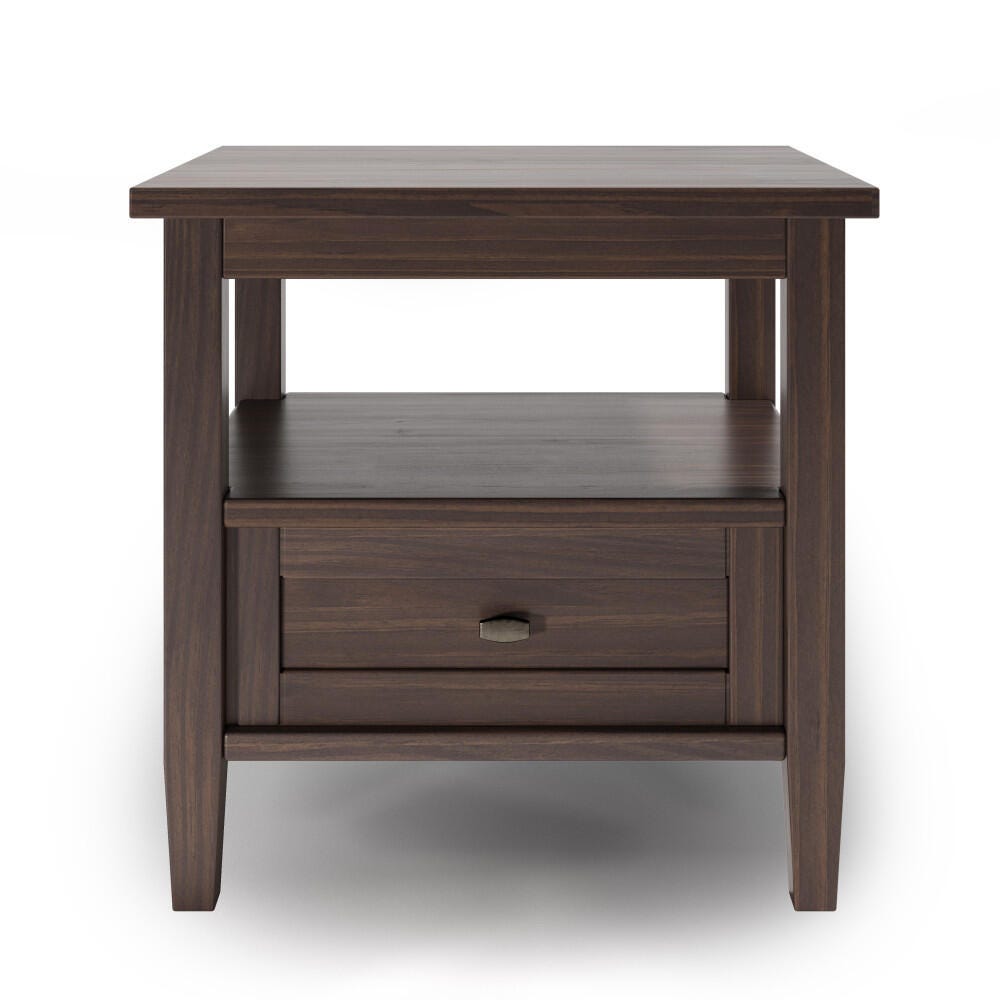 Warm Shaker Solid Wood 20" Rustic End Table, Walnut Brown, large