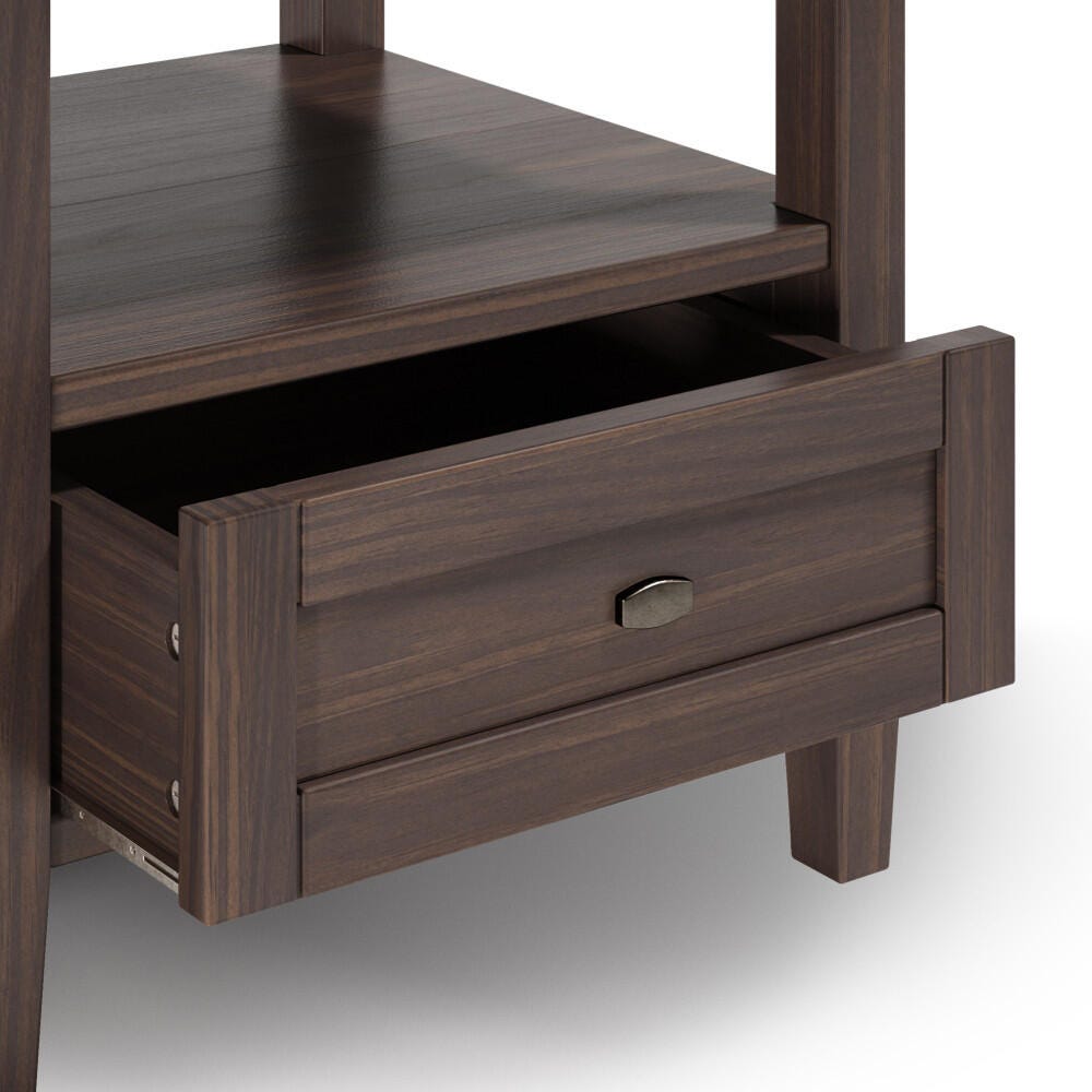 Warm Shaker Solid Wood 20" Rustic End Table, Walnut Brown, large
