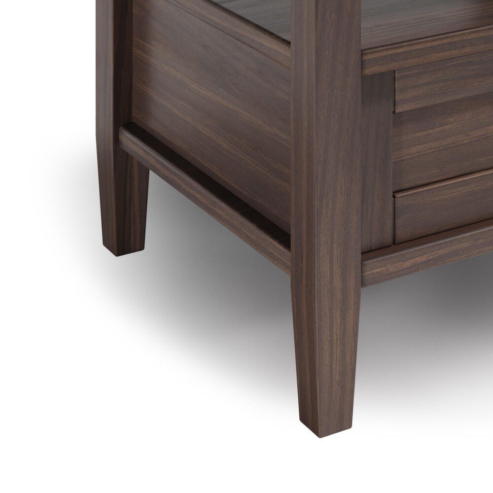 Warm Shaker Solid Wood 20" Rustic End Table, Walnut Brown, large