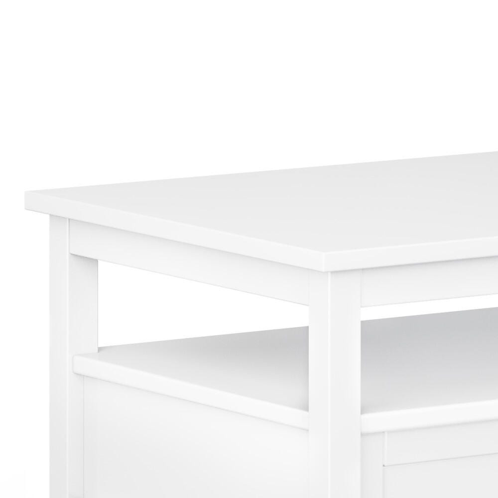 Warm Shaker Solid Wood 48" Rustic Coffee Table, White, large