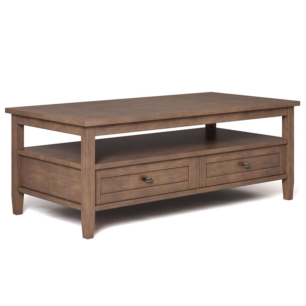 Warm Shaker Solid Wood 48" Rustic Coffee Table, Rustic Brown, large