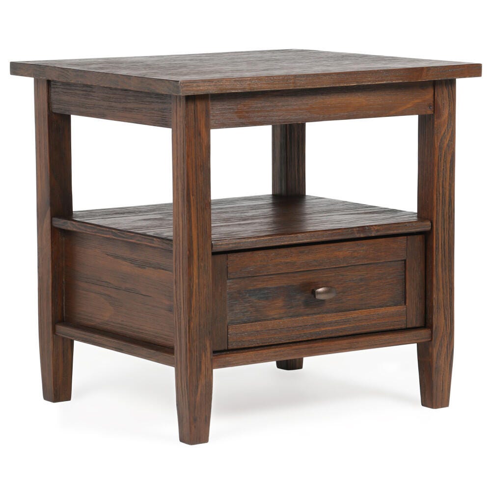 Warm Shaker Solid Wood 20" Rustic End Table, Charcoal Brown, large