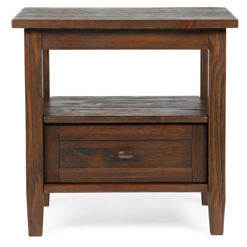 Warm Shaker Solid Wood 20" Rustic End Table, Charcoal Brown, large