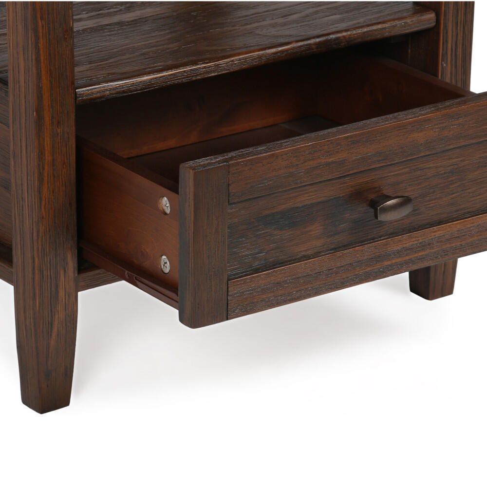 Warm Shaker Solid Wood 20" Rustic End Table, Charcoal Brown, large