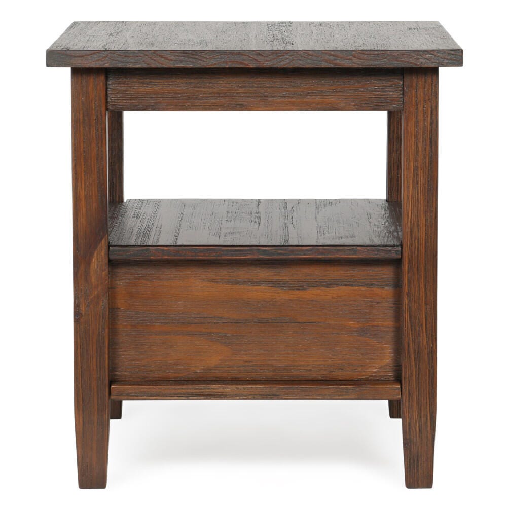 Warm Shaker Solid Wood 20" Rustic End Table, Charcoal Brown, large
