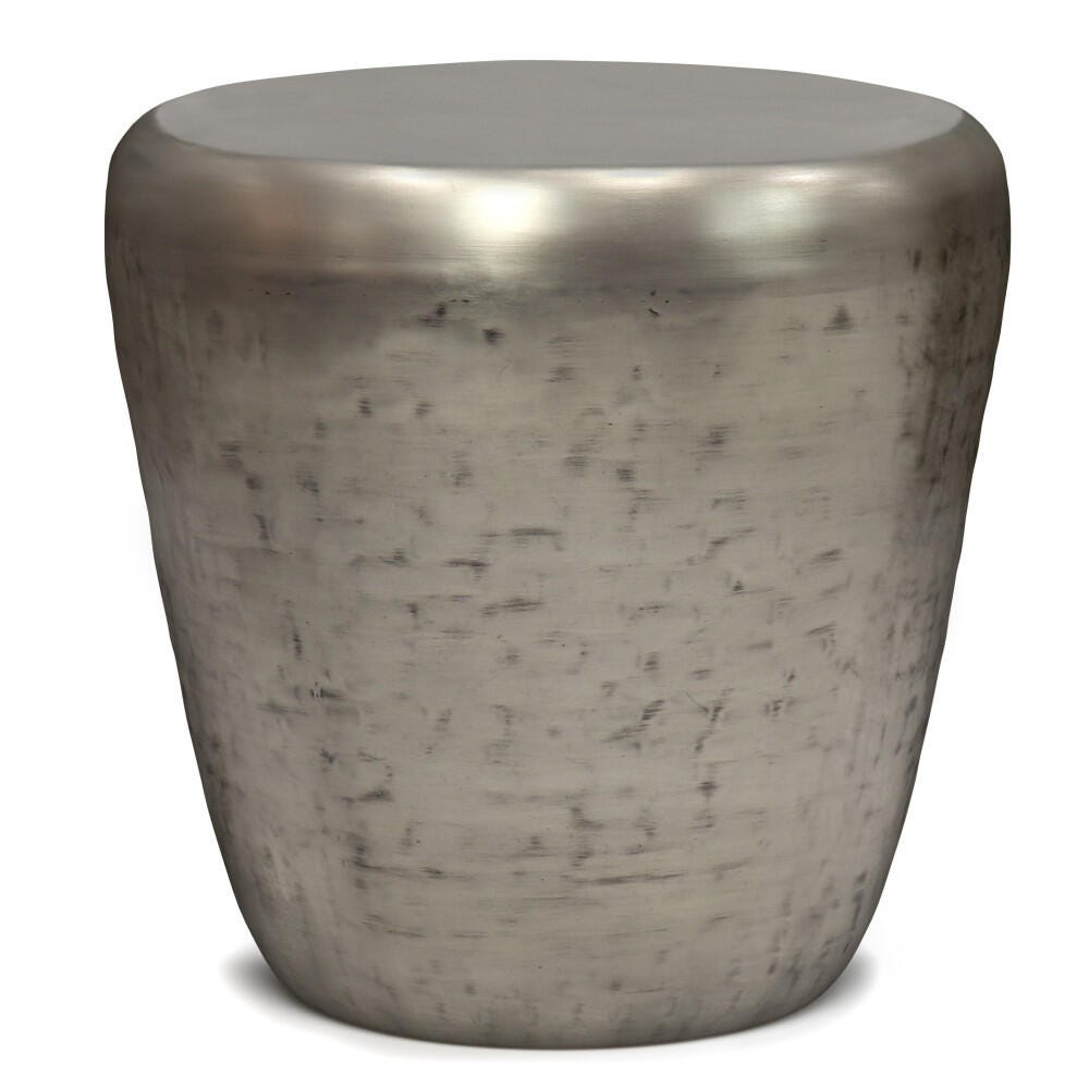 Garvy Metal Accent Side Table, Antique Silver, large