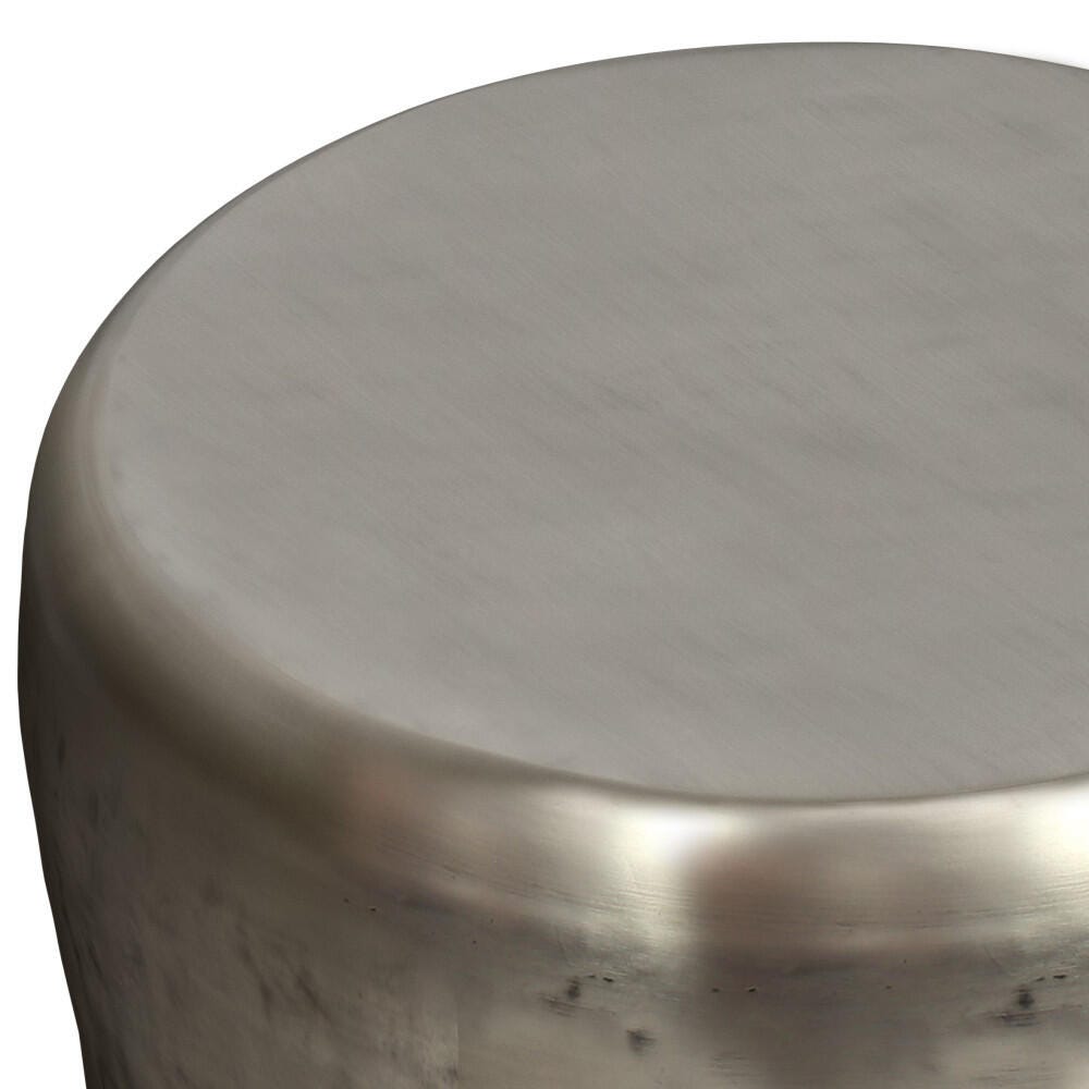 Garvy Metal Accent Side Table, Antique Silver, large
