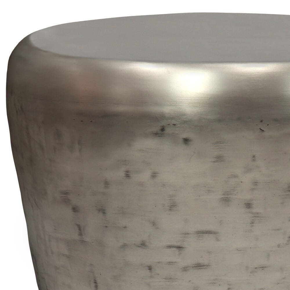 Garvy Metal Accent Side Table, Antique Silver, large