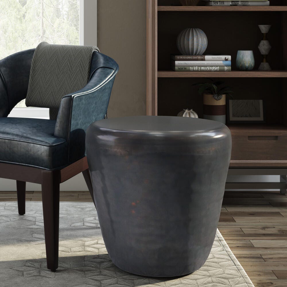 Garvy Metal Accent Side Table, Antique Copper, large