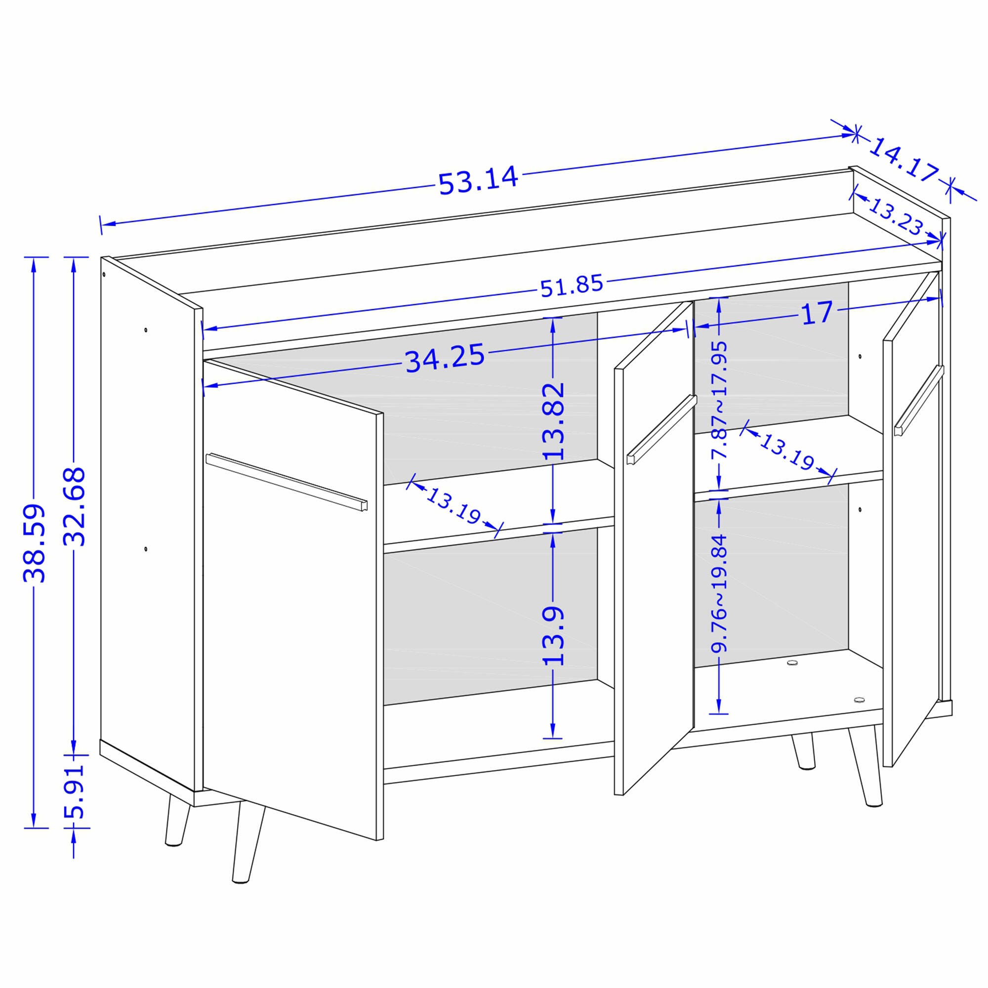 Manhattan Comfort Bradley Buffet Stand Black, Black, large