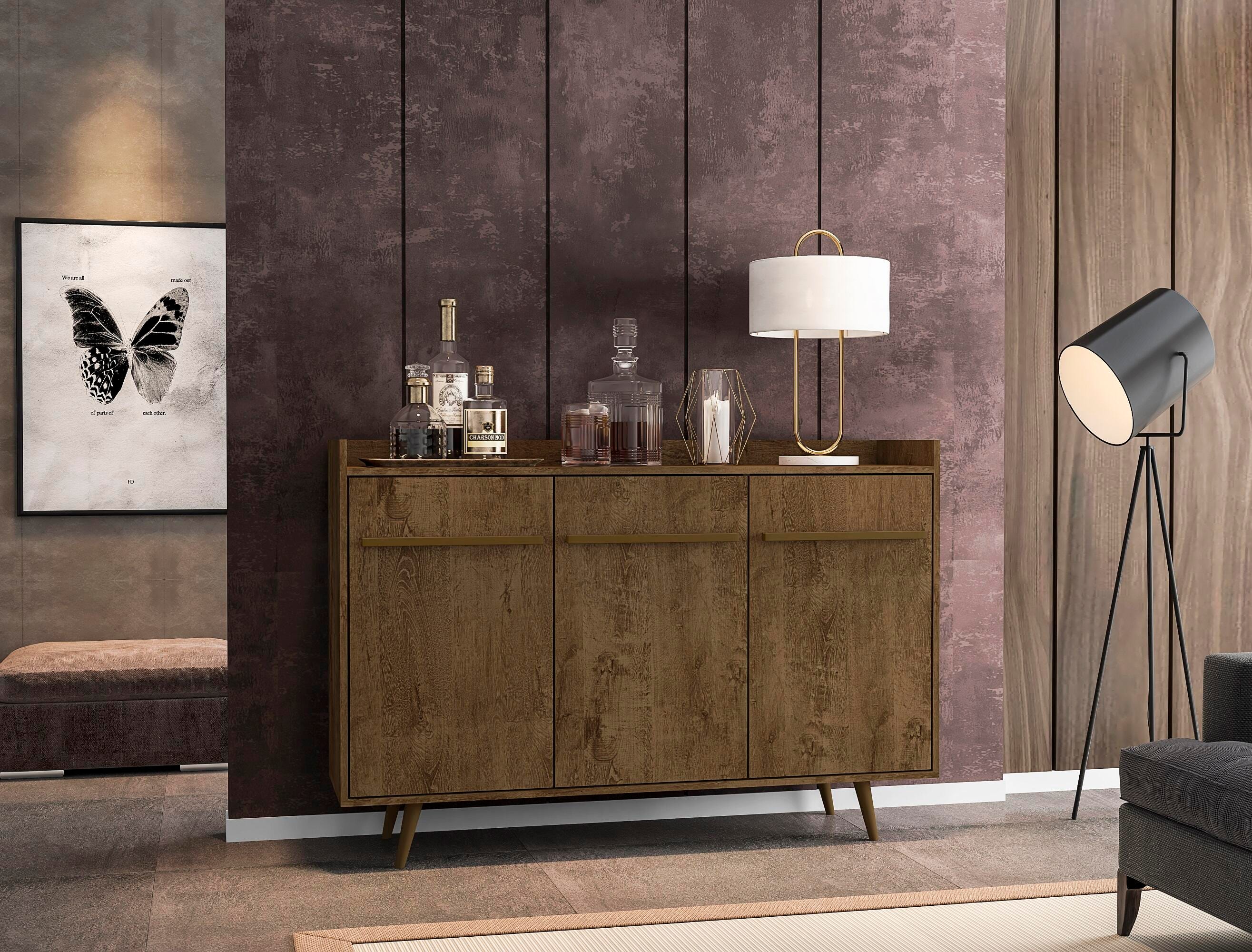 Manhattan Comfort Bradley Buffet Stand Rustic Brown, Rustic Brown, large