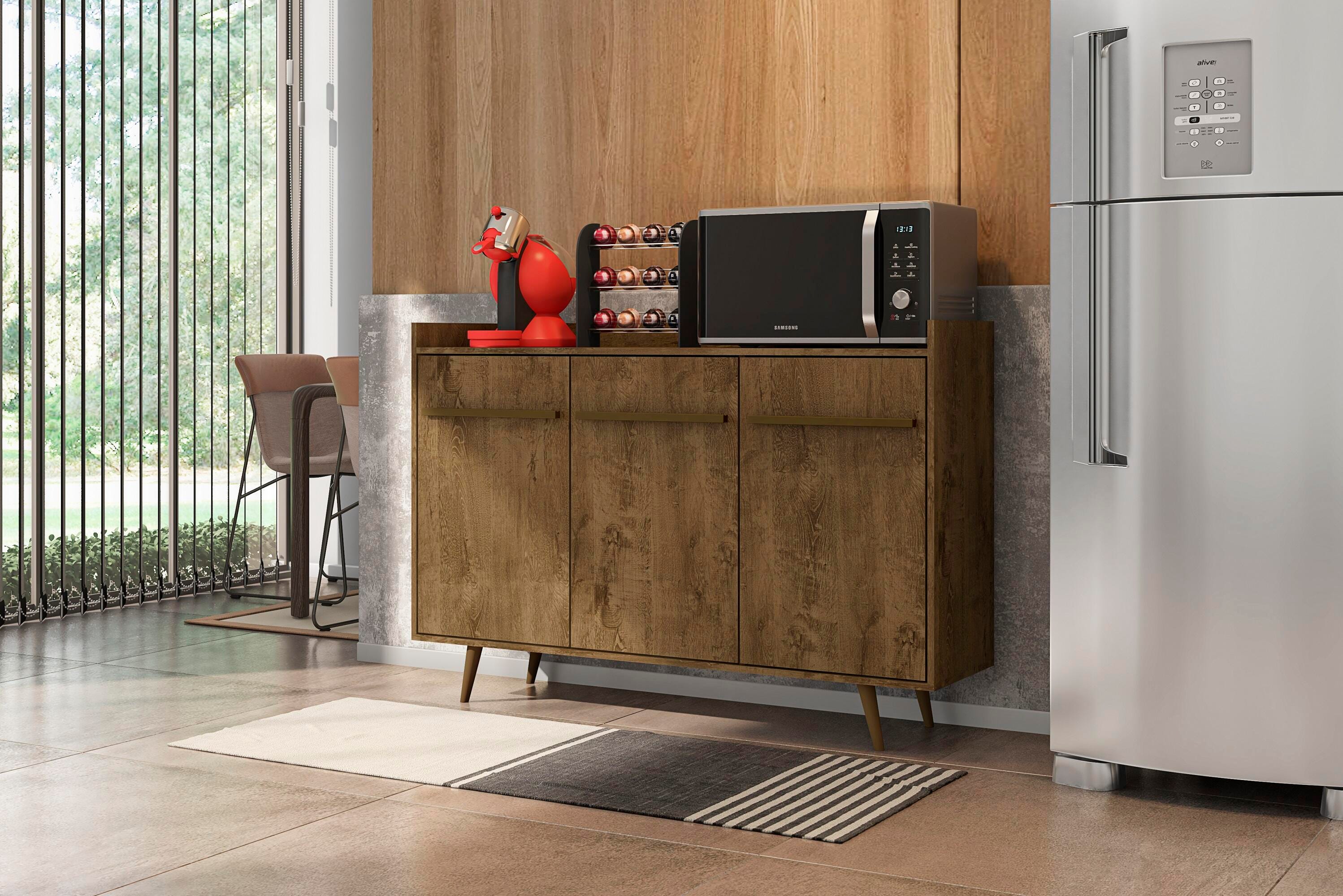 Manhattan Comfort Bradley Buffet Stand Rustic Brown, Rustic Brown, large