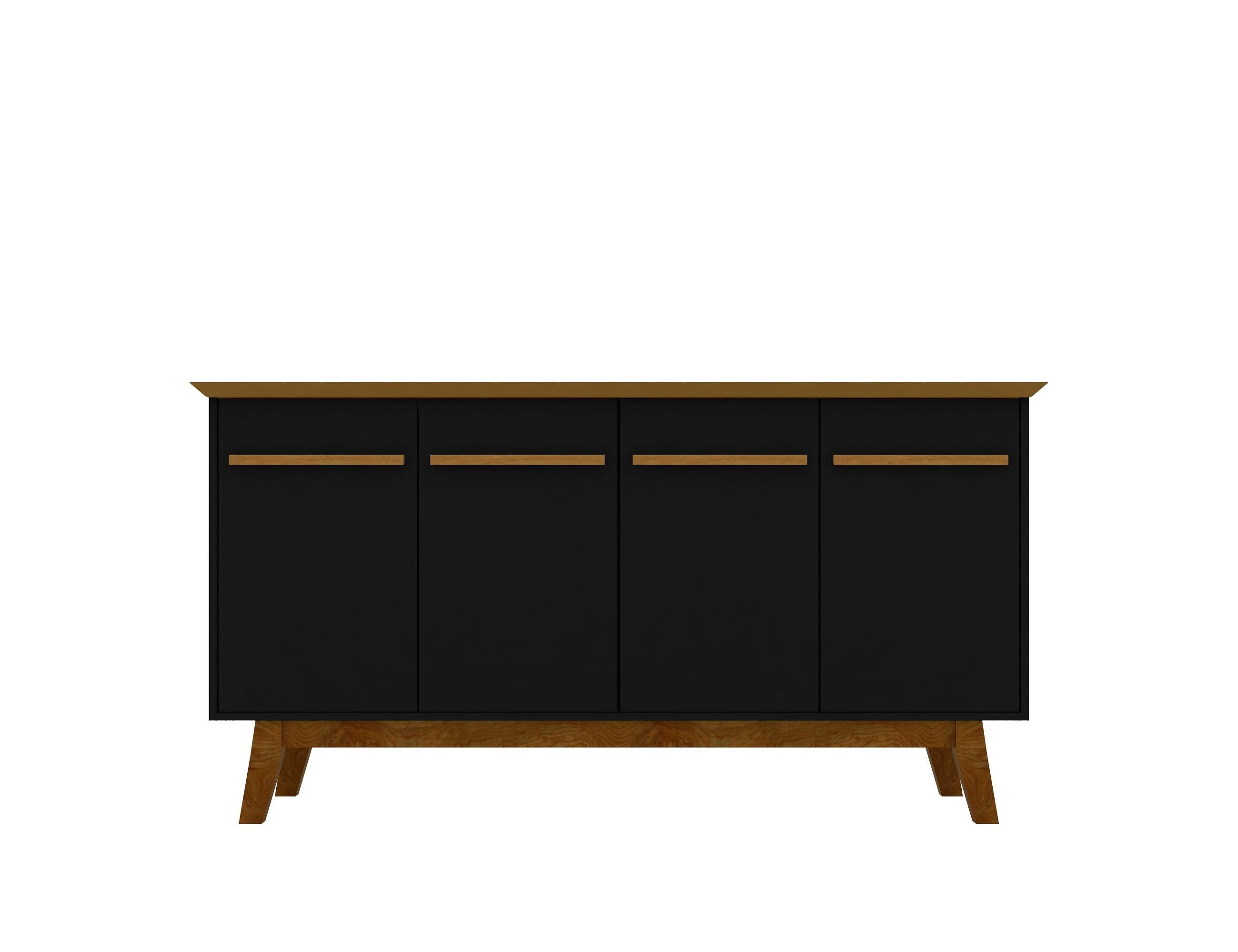 Manhattan Comfort Yonkers Sideboard in Black and Cinnamon, Black/Cinnamon, large