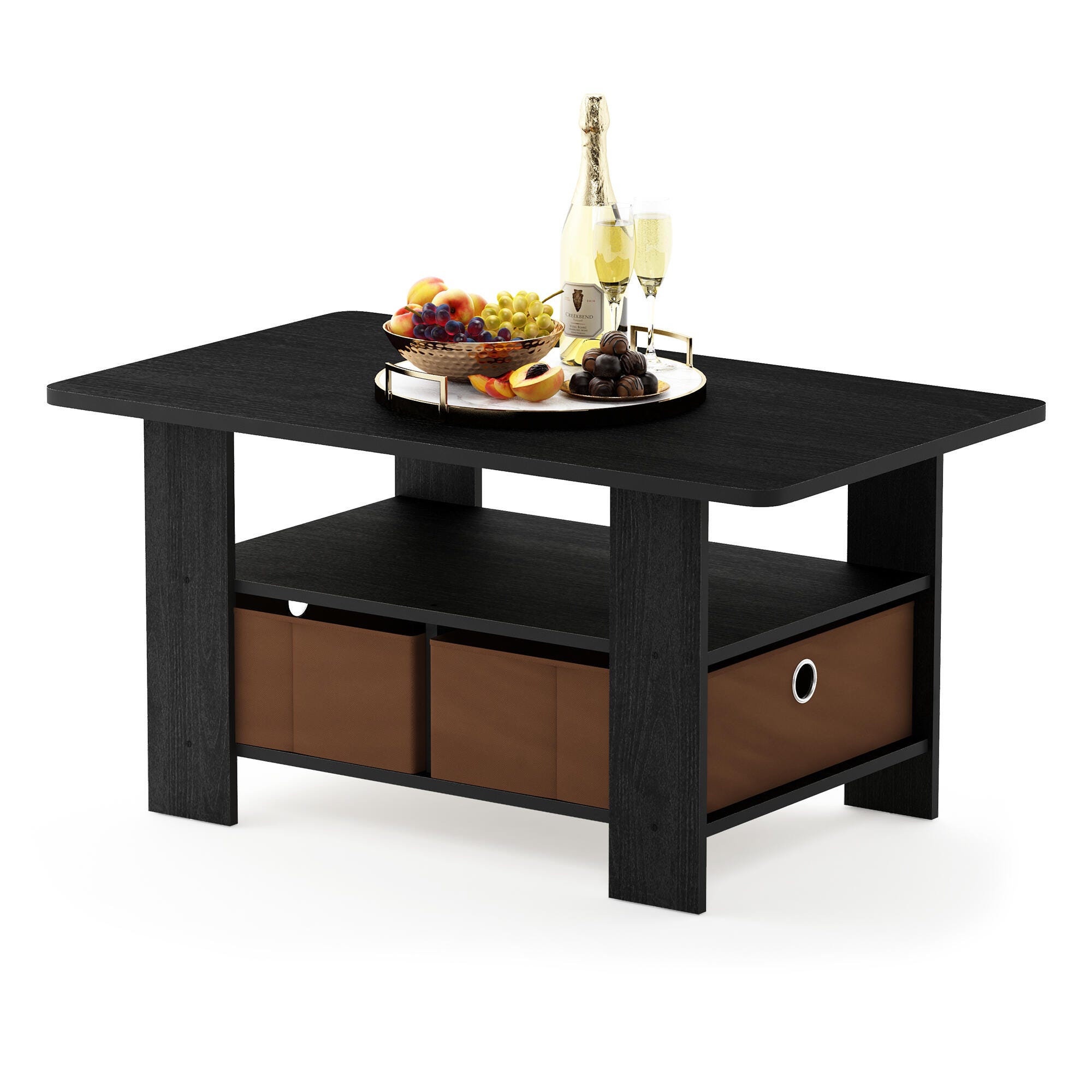 Andrey Coffee Table with Bin Drawer, Americano/Medium Brown, large