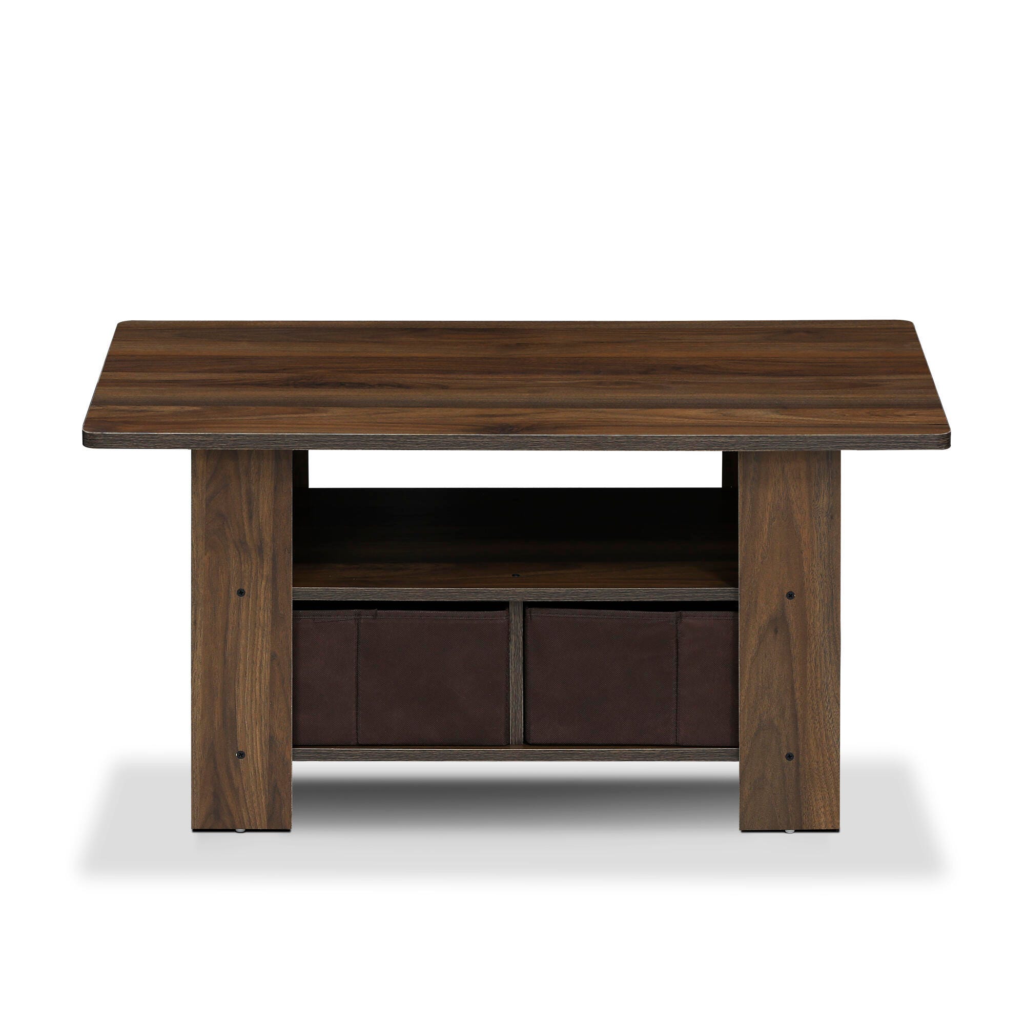 Andrey Coffee Table with Bin Drawer, Walnut/Dark Brown, large