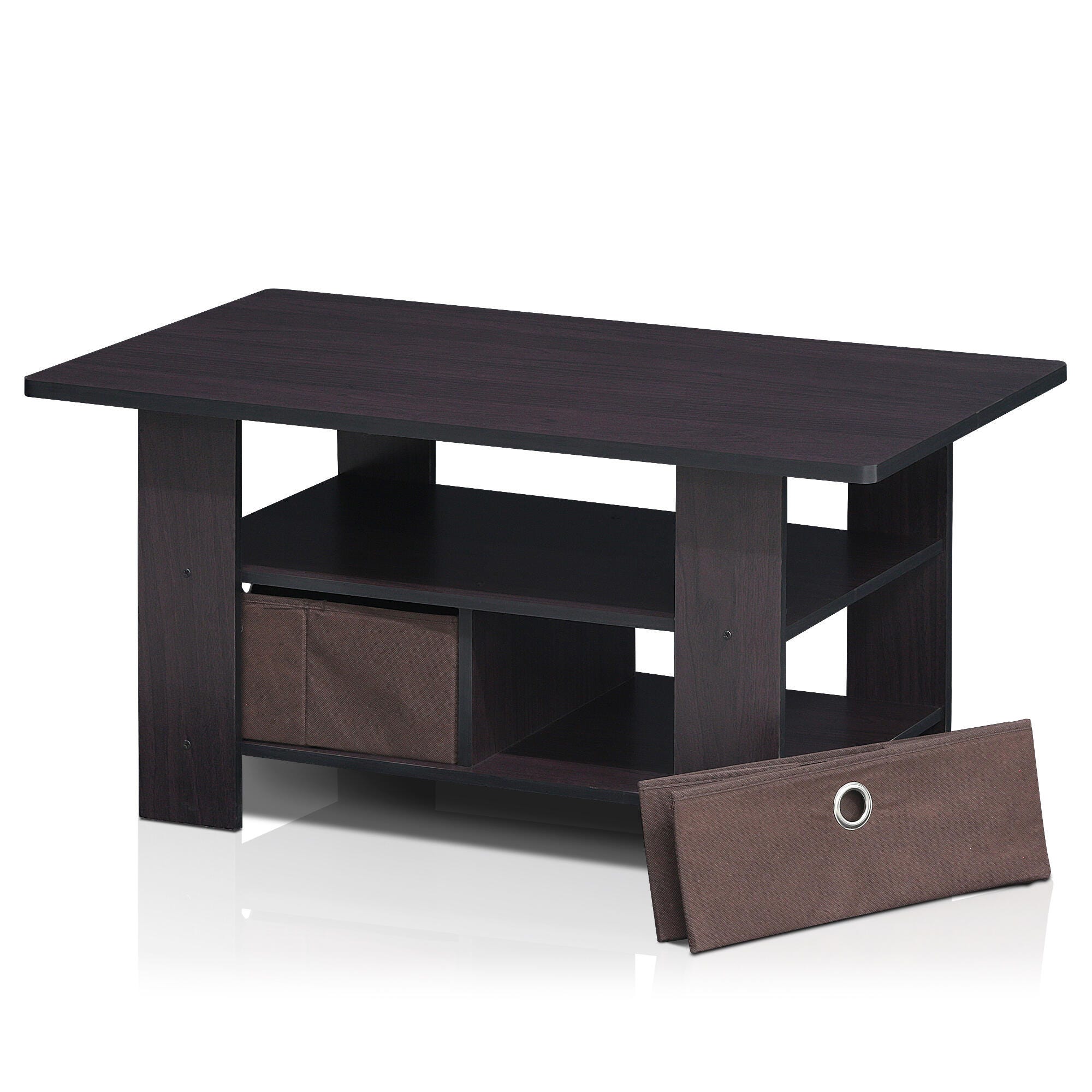 Andrey Coffee Table with Bin Drawer, Dark Walnut, large