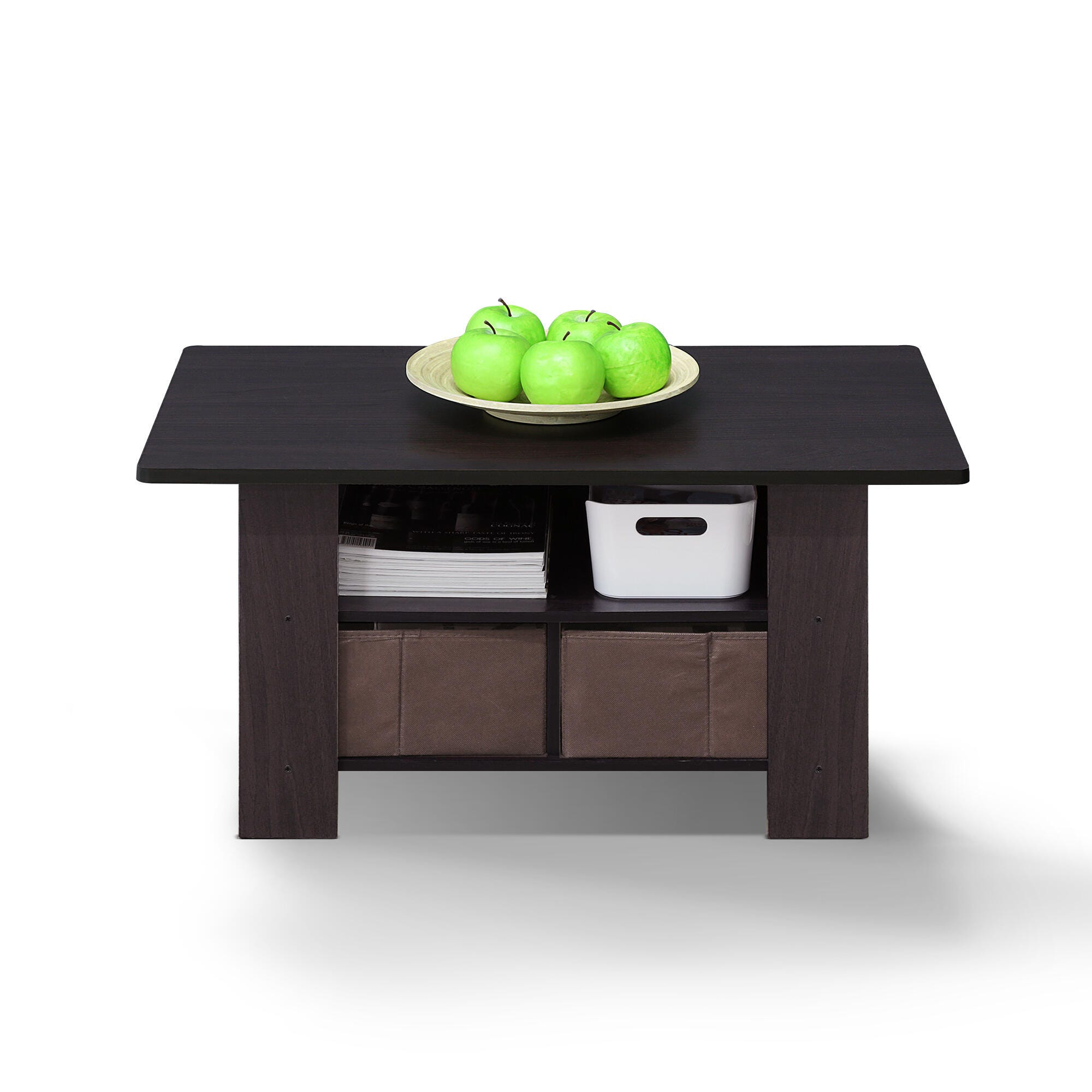Andrey Coffee Table with Bin Drawer, Dark Walnut, large