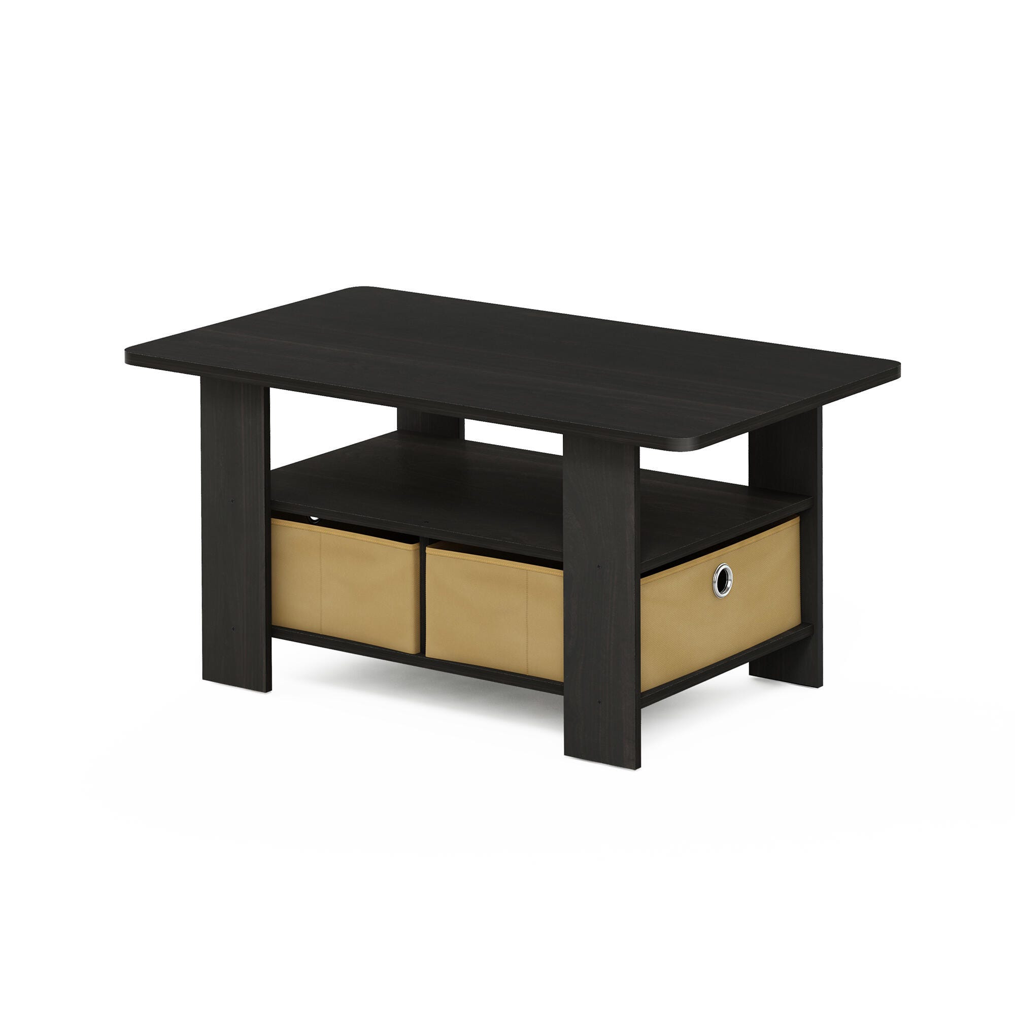 Andrey Coffee Table with Bin Drawer, Espresso/Brown, large