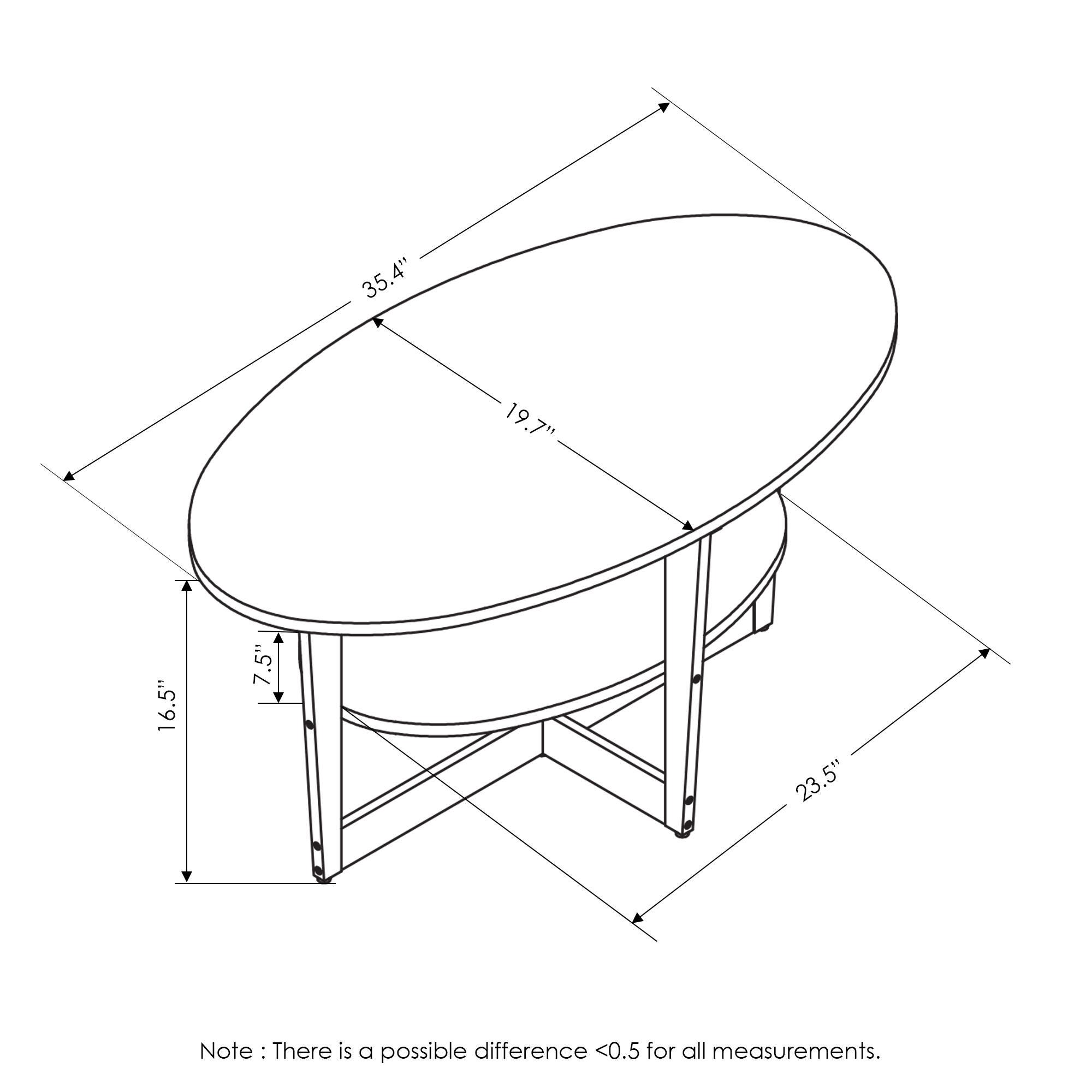 JAYA Oval Coffee Table, French Oak Gray/Black, large