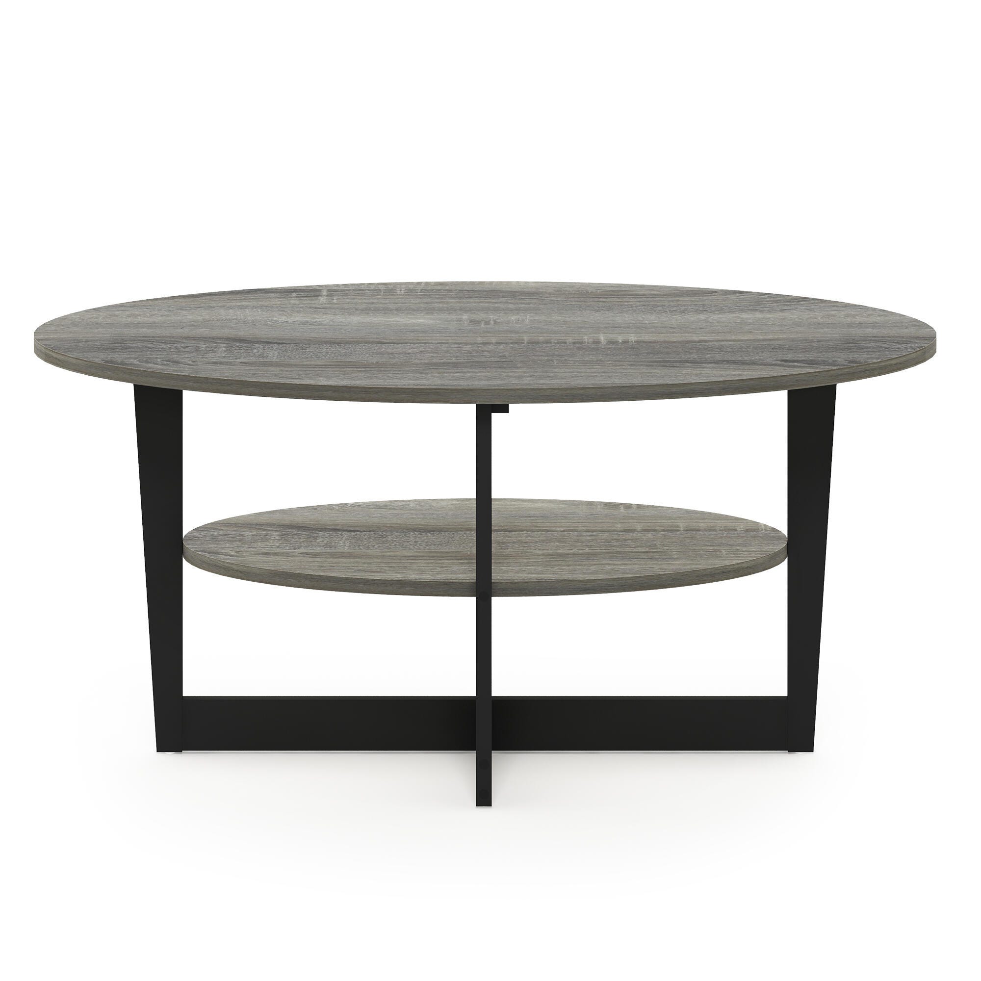 JAYA Oval Coffee Table, French Oak Gray/Black, large