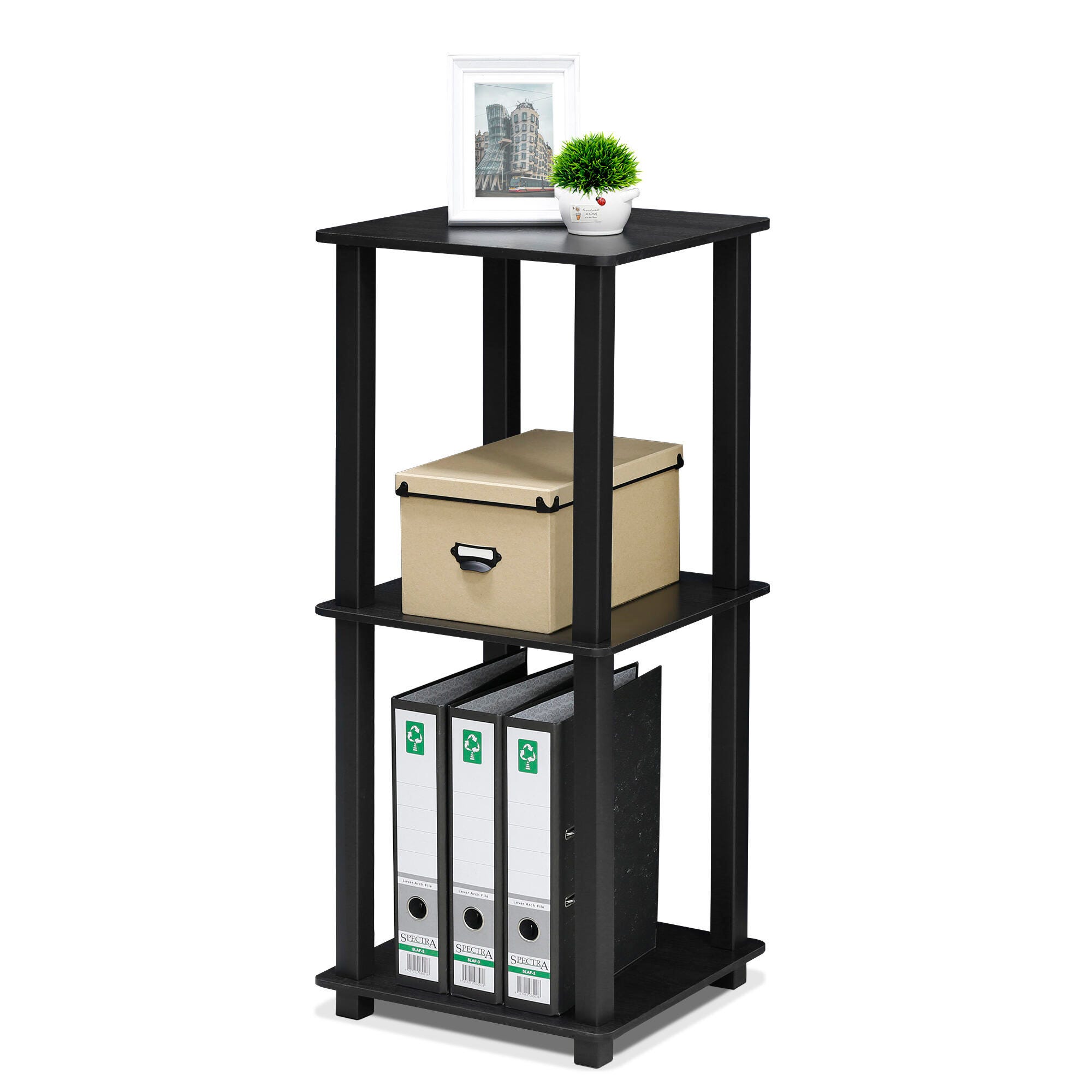 Furinno Simplistic End Table (Set of Two), Americano/Black, large