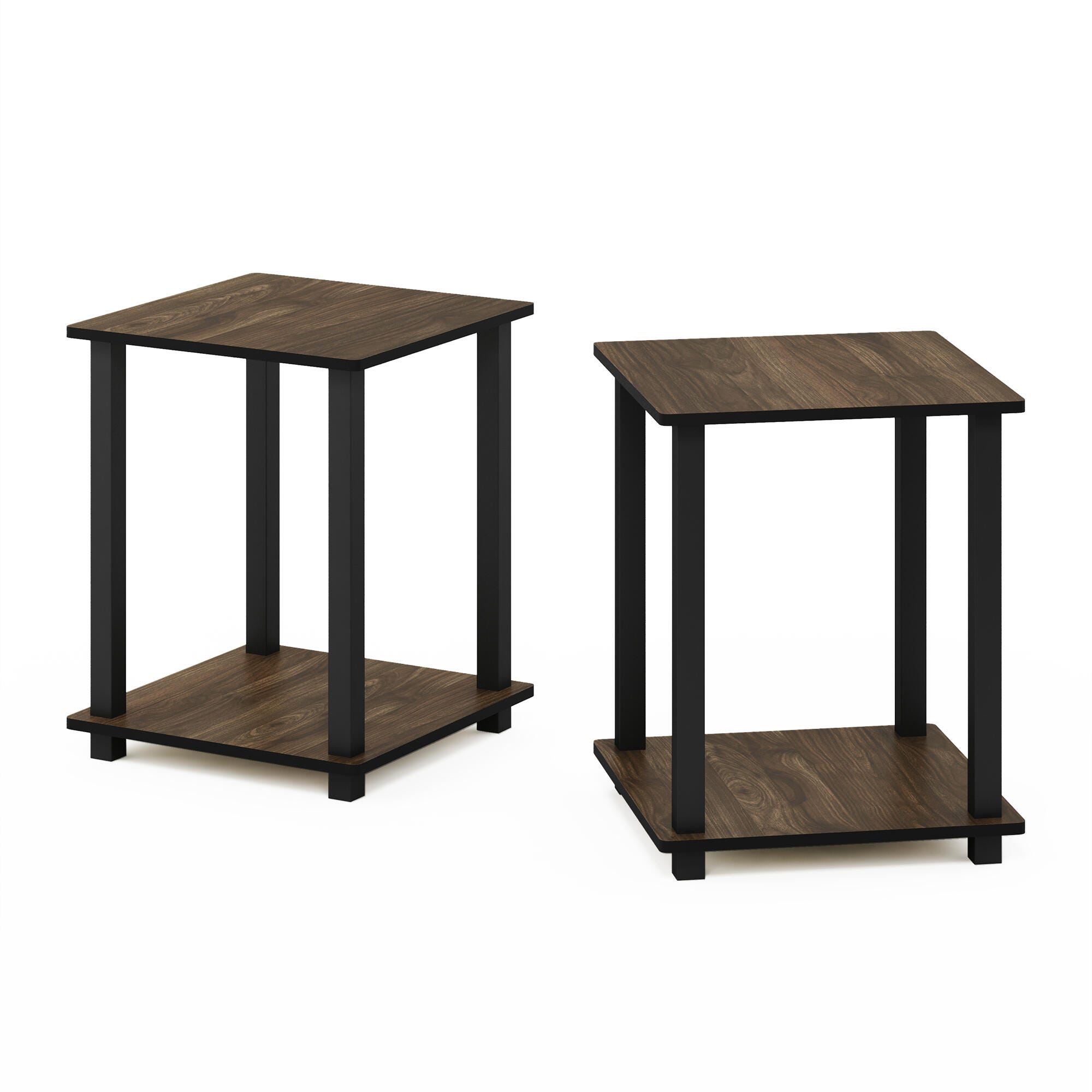 Furinno Simplistic End Table (Set of Two), Columbia Walnut/Black, large