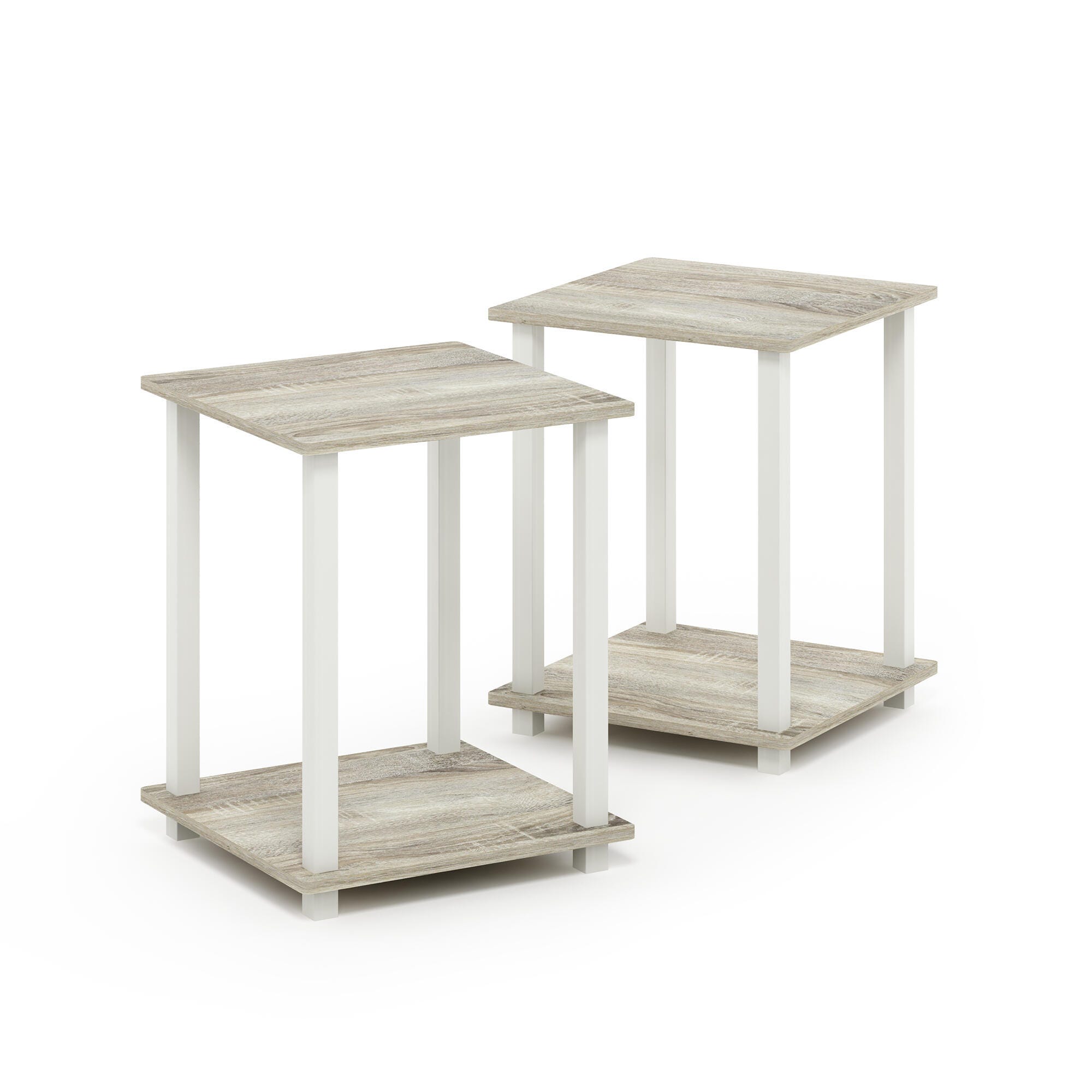 Furinno Simplistic End Table (Set of Two), Sonoma Oak/White, large