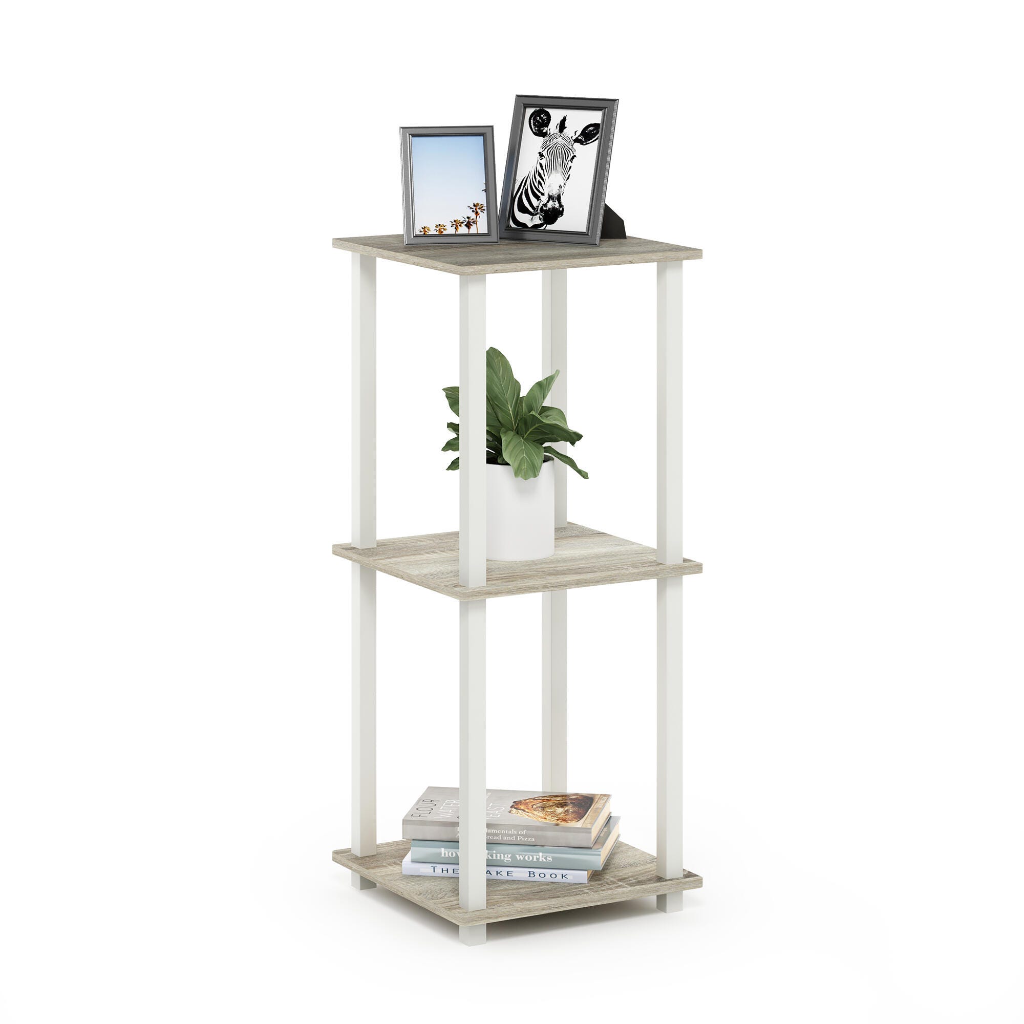 Furinno Simplistic End Table (Set of Two), Sonoma Oak/White, large