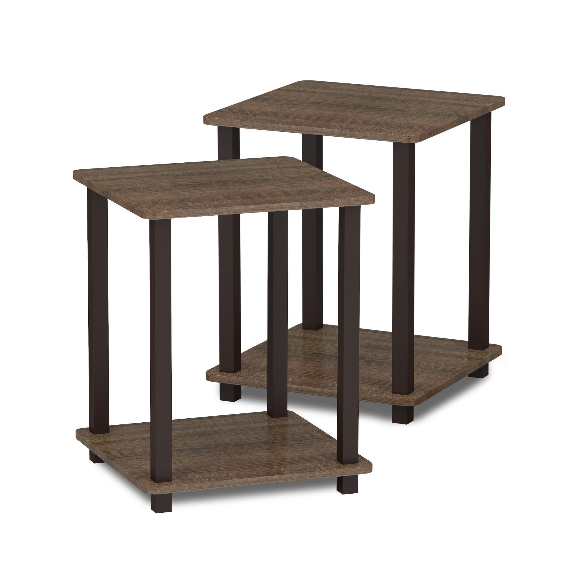Furinno Simplistic End Table (Set of Two), Walnut/Brown, large