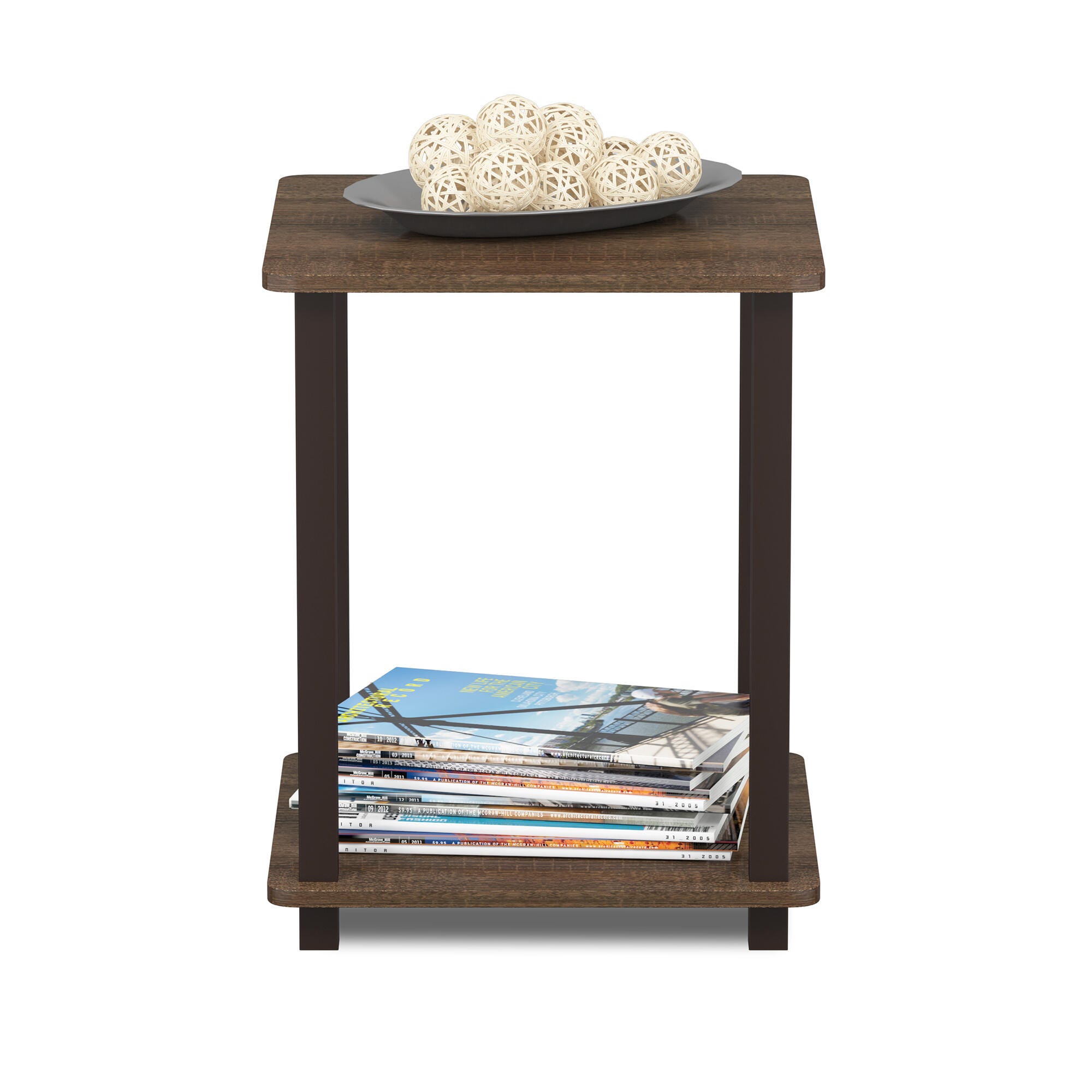 Furinno Simplistic End Table (Set of Two), Walnut/Brown, large