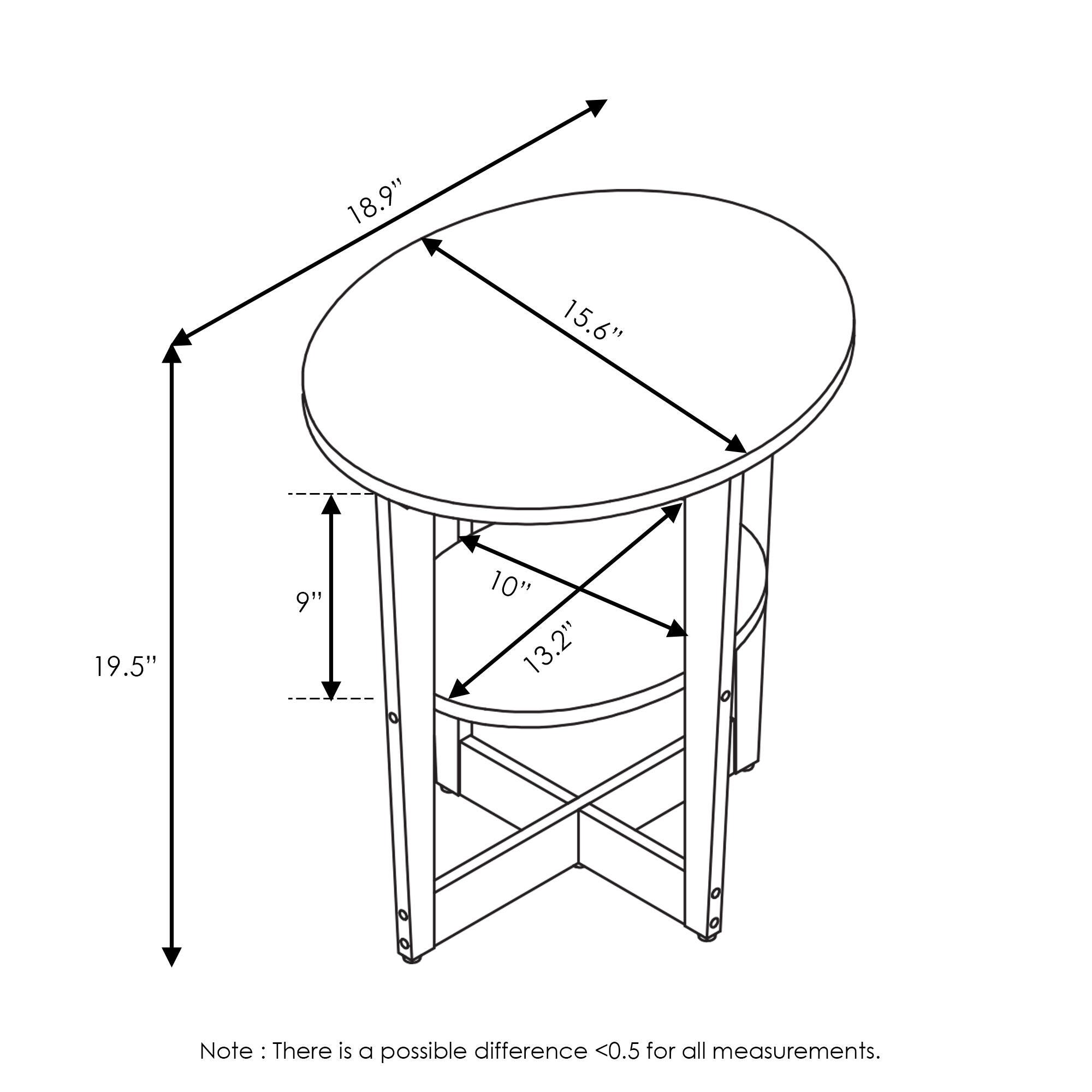 JAYA Oval End Table, Columbia Walnut/Black, large