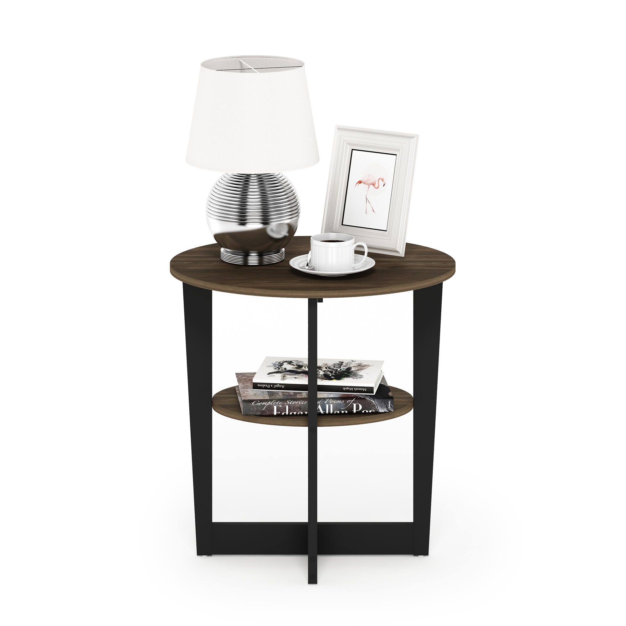 JAYA Oval End Table, Columbia Walnut/Black, large