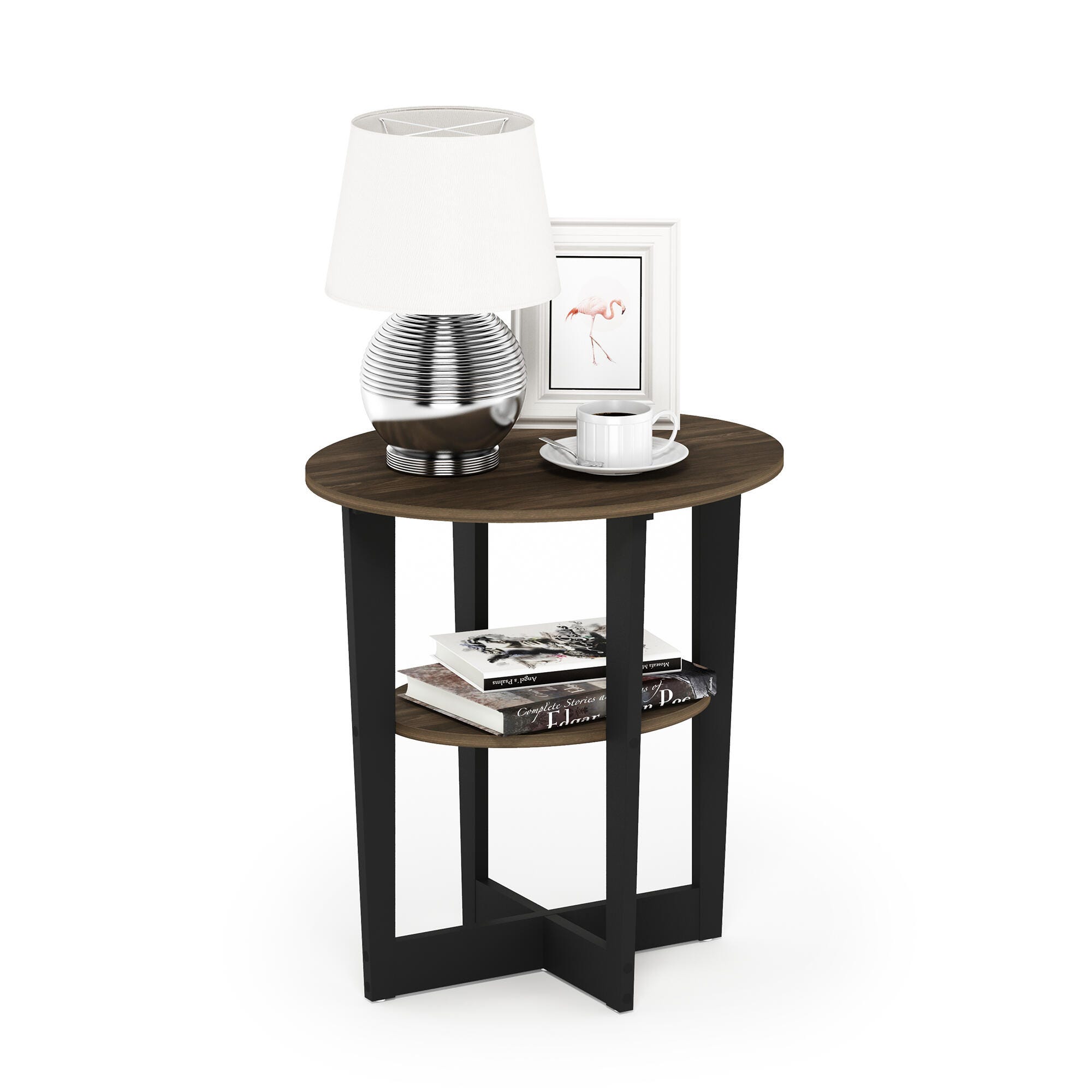 JAYA Oval End Table, Columbia Walnut/Black, large