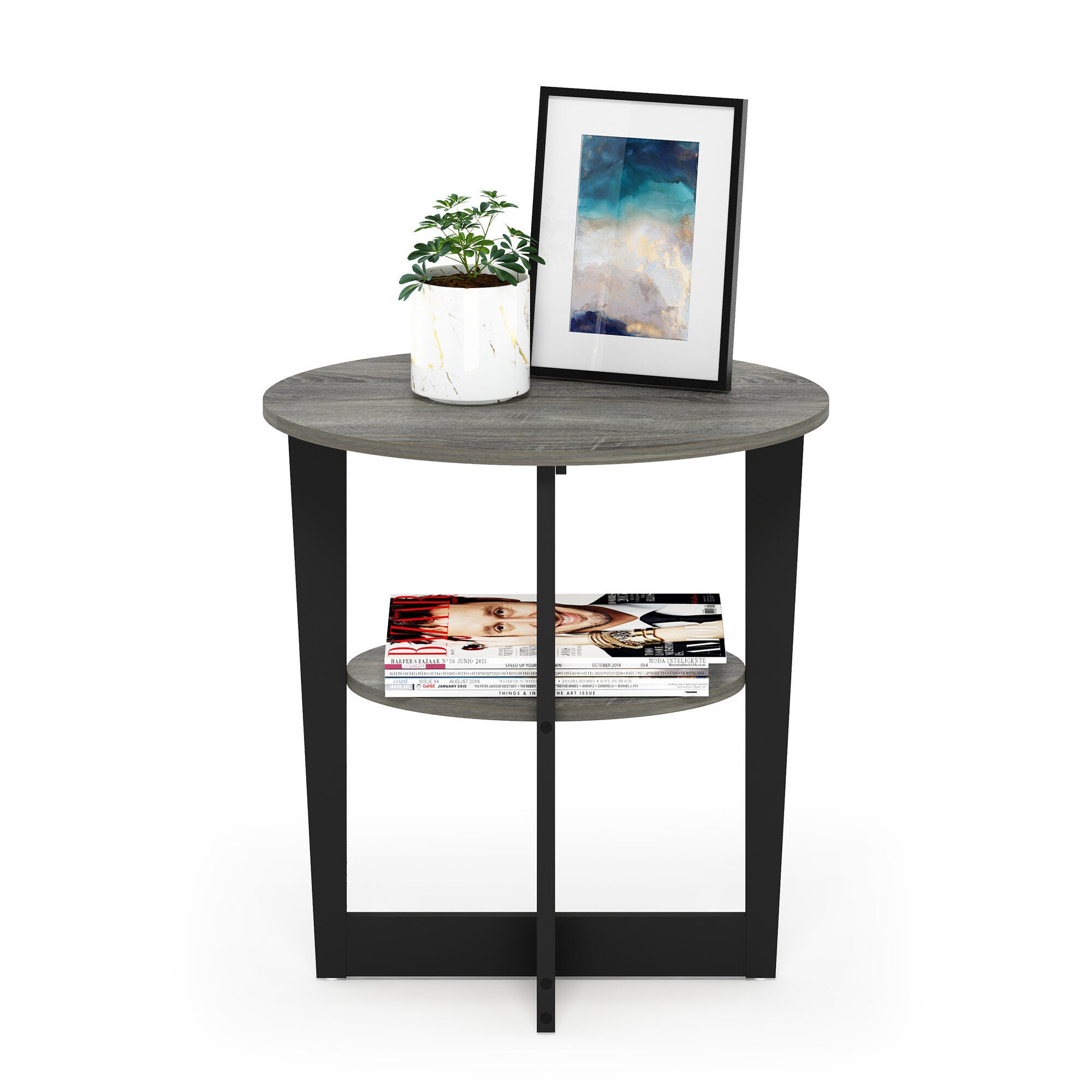 JAYA Oval End Table, French Oak Gray/Black, large