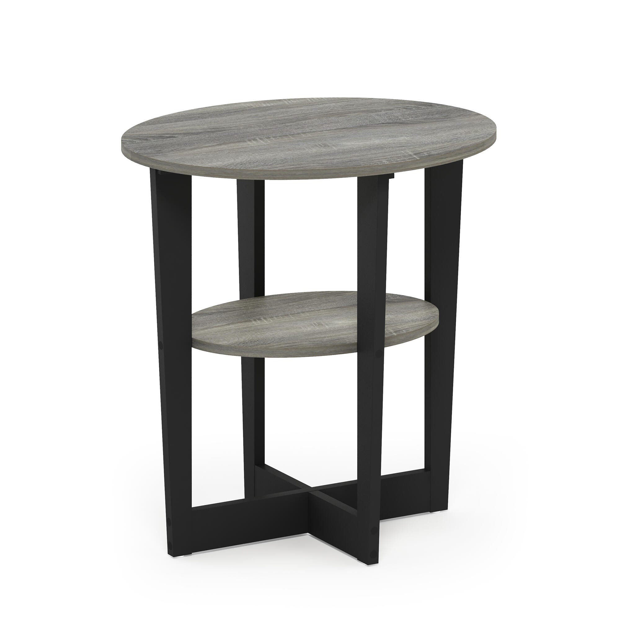 JAYA Oval End Table, French Oak Gray/Black, large