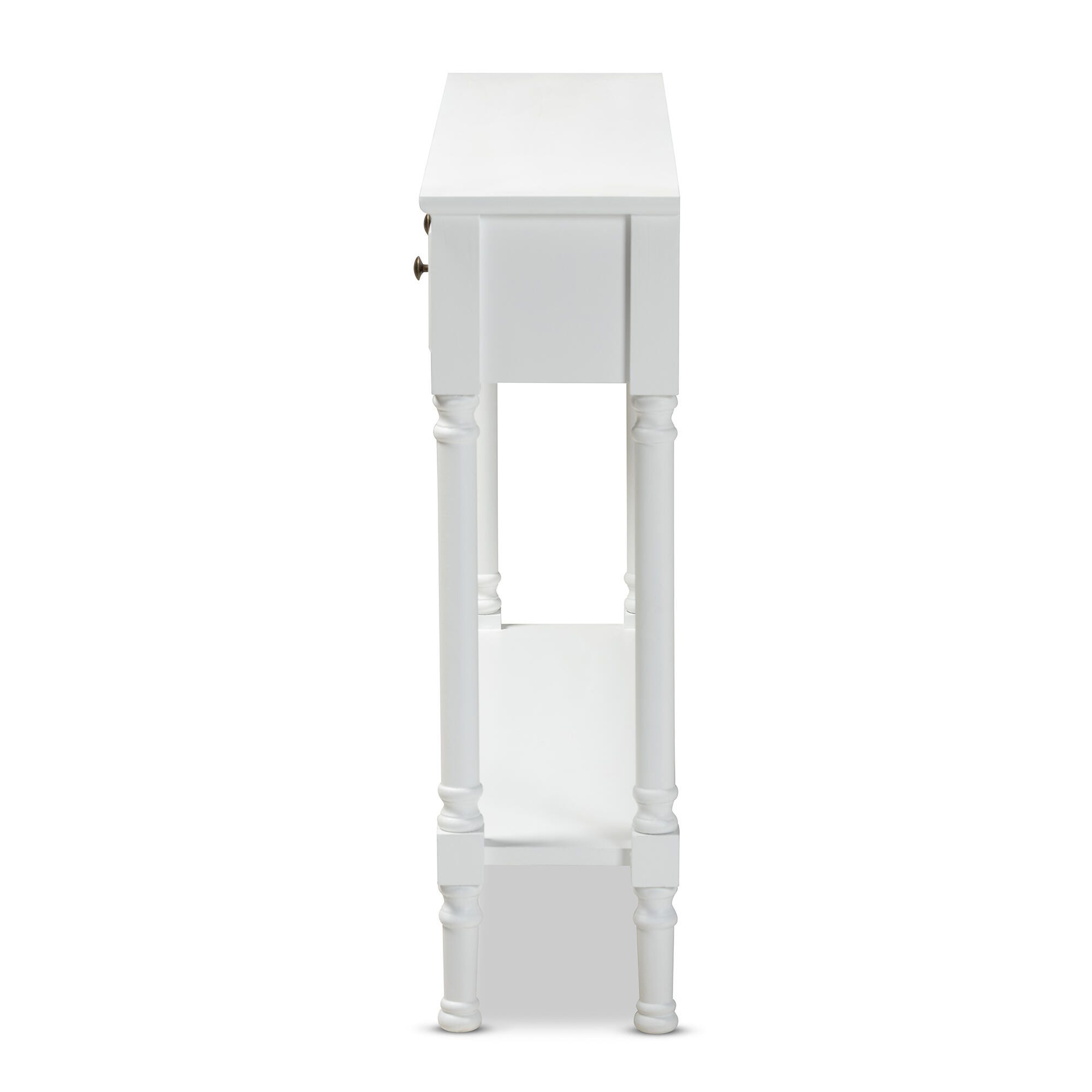 Calvin French Farmhouse White Finished Wood 3-Drawer Entryway Console Table, White, large