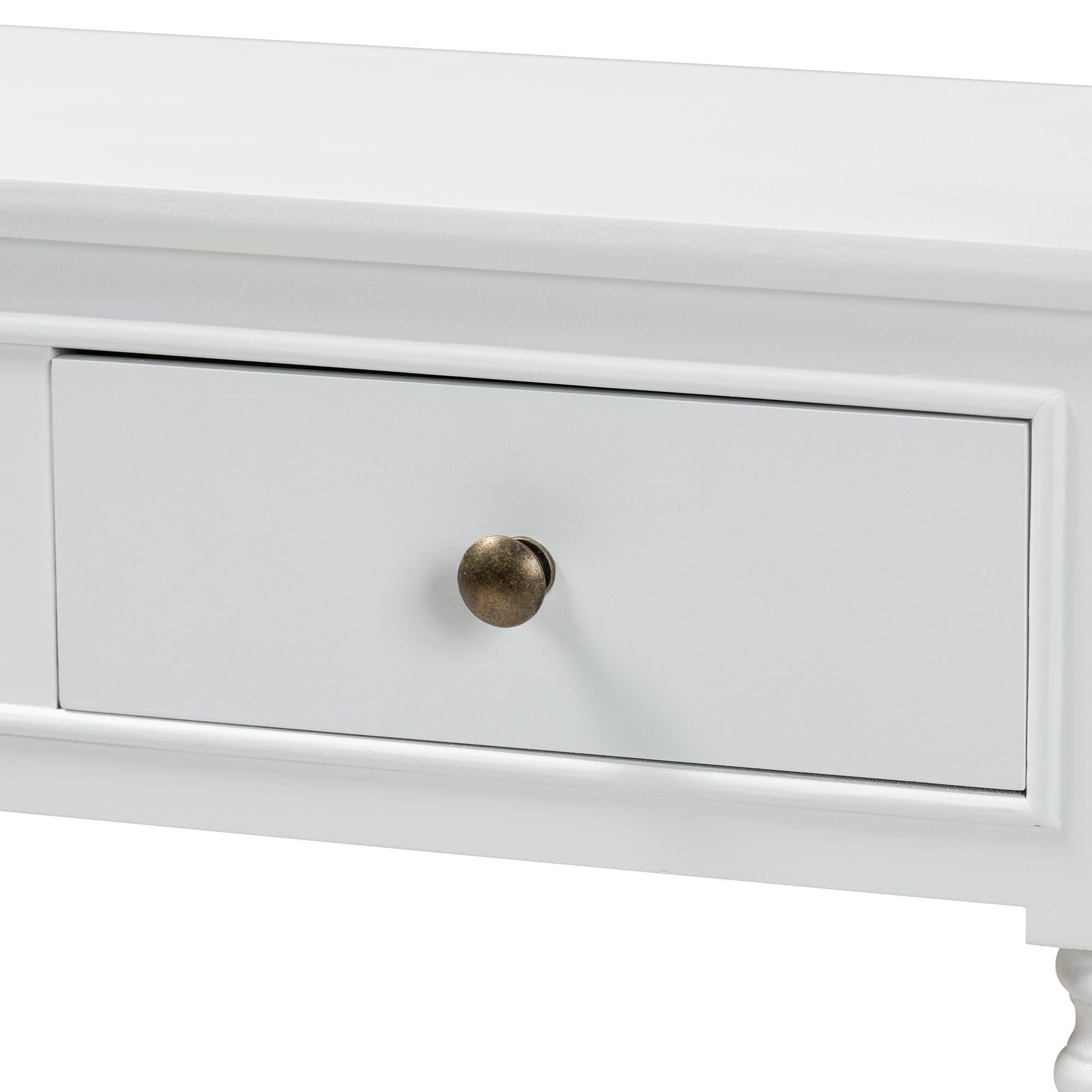 Calvin French Farmhouse White Finished Wood 3-Drawer Entryway Console Table, White, large