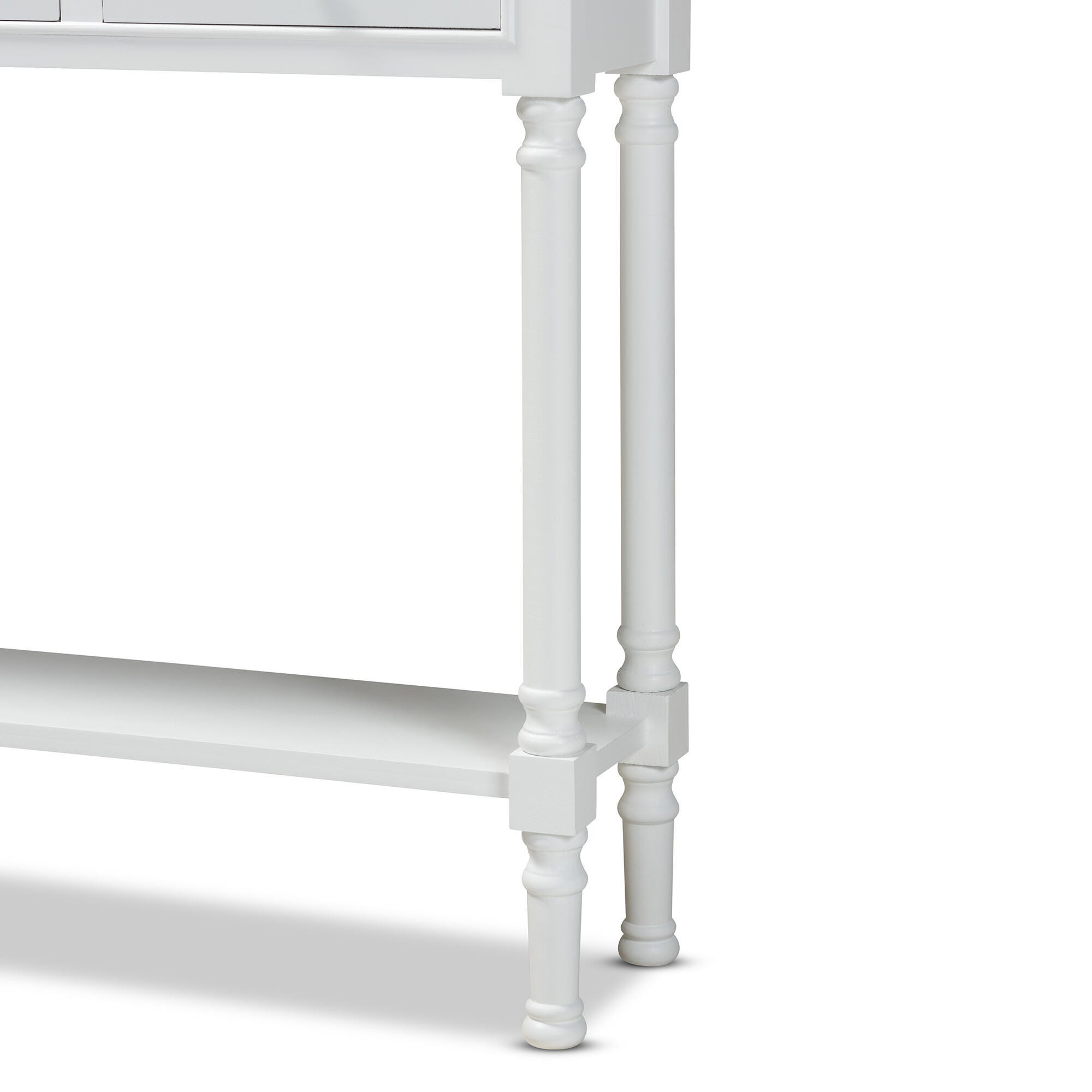 Calvin French Farmhouse White Finished Wood 3-Drawer Entryway Console Table, White, large