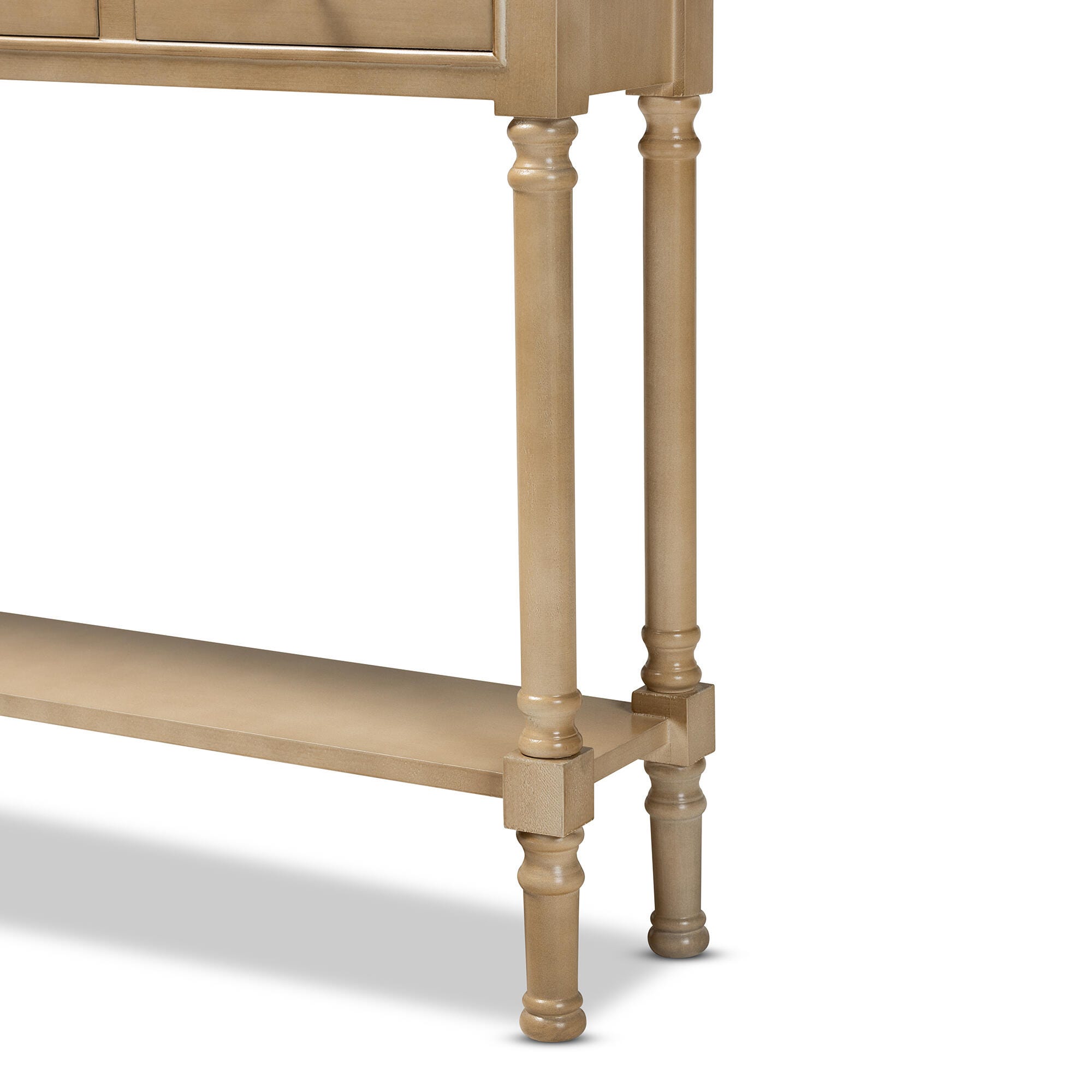 Baxton Studio Calvin French Farmhouse Oak Brown Finished Wood 3-Drawer Entryway Console Table, Brown, large