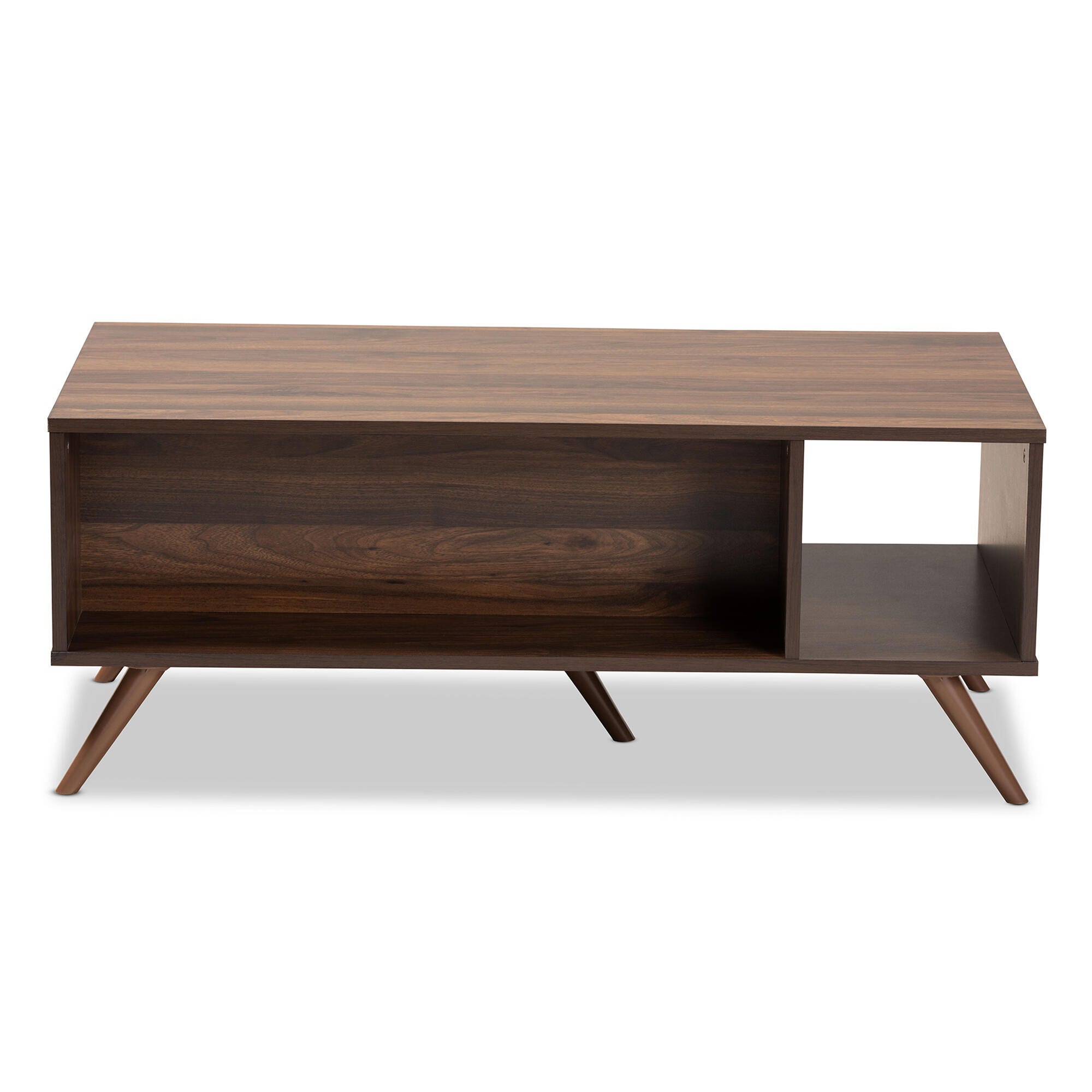 Naoki Two-Tone Gray and Walnut Finished Wood 1-Drawer Coffee Table, , large