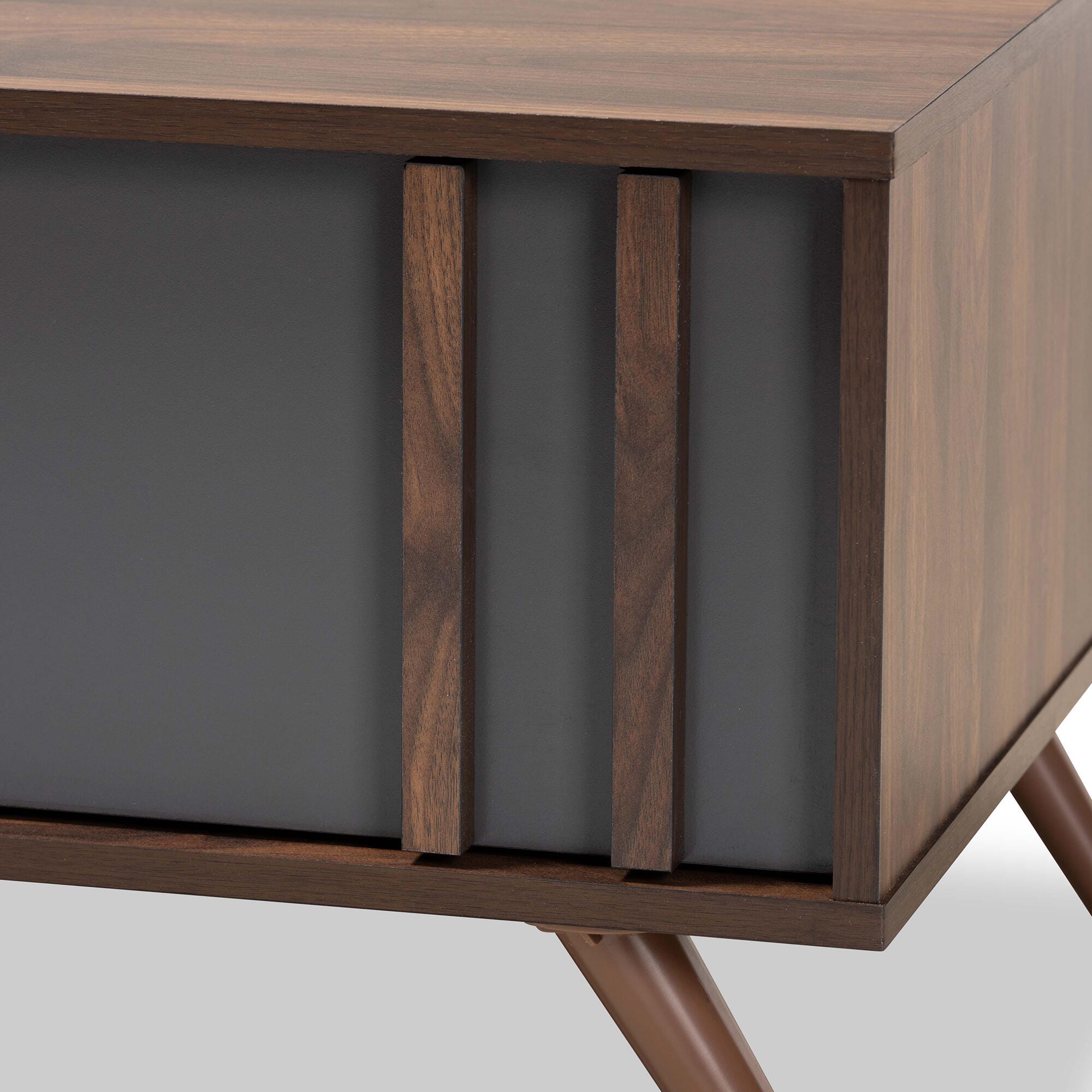 Naoki Two-Tone Gray and Walnut Finished Wood 1-Drawer Coffee Table, , large