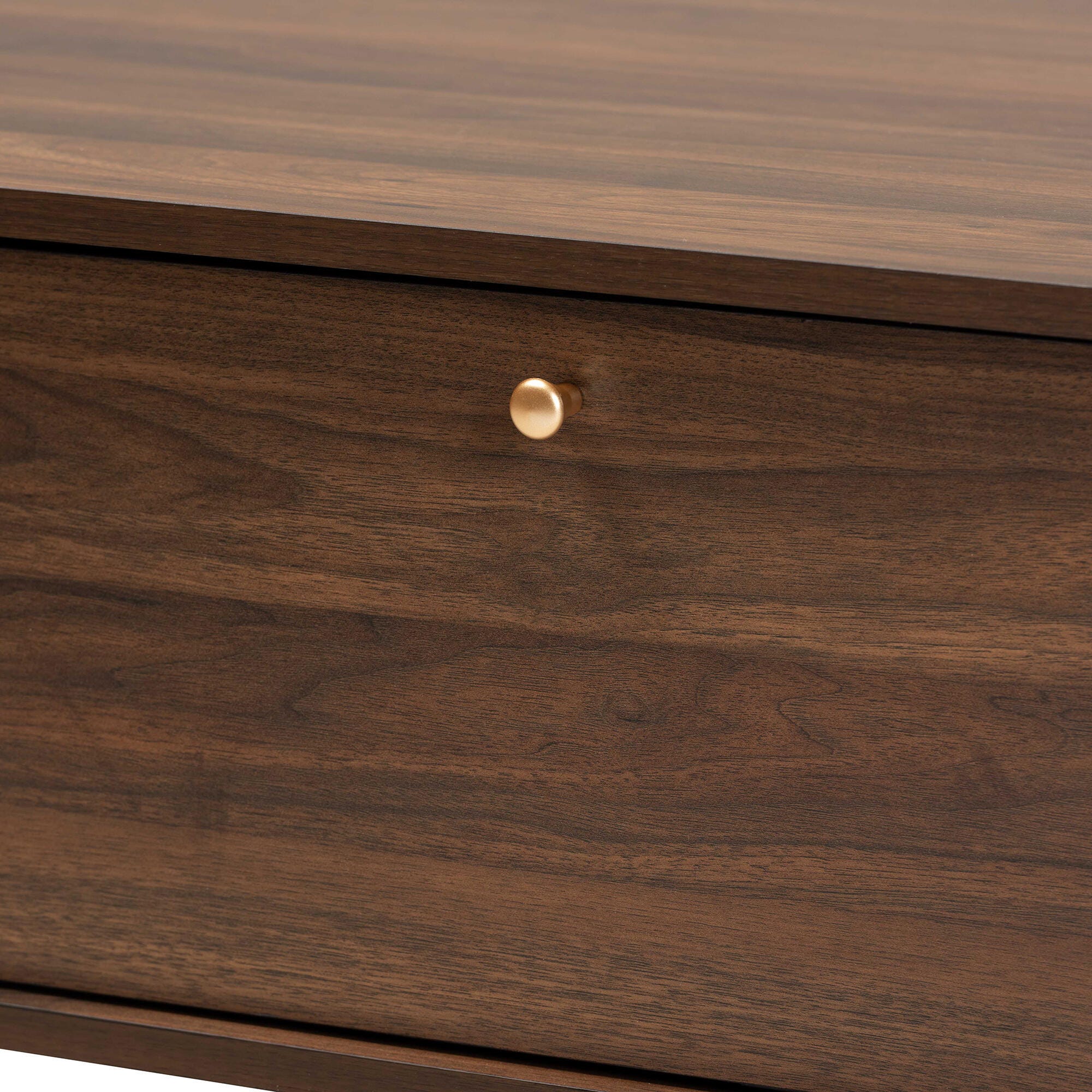 Baxton Studio Edel Walnut Brown and Gold Finished Wood Coffee Table, , large